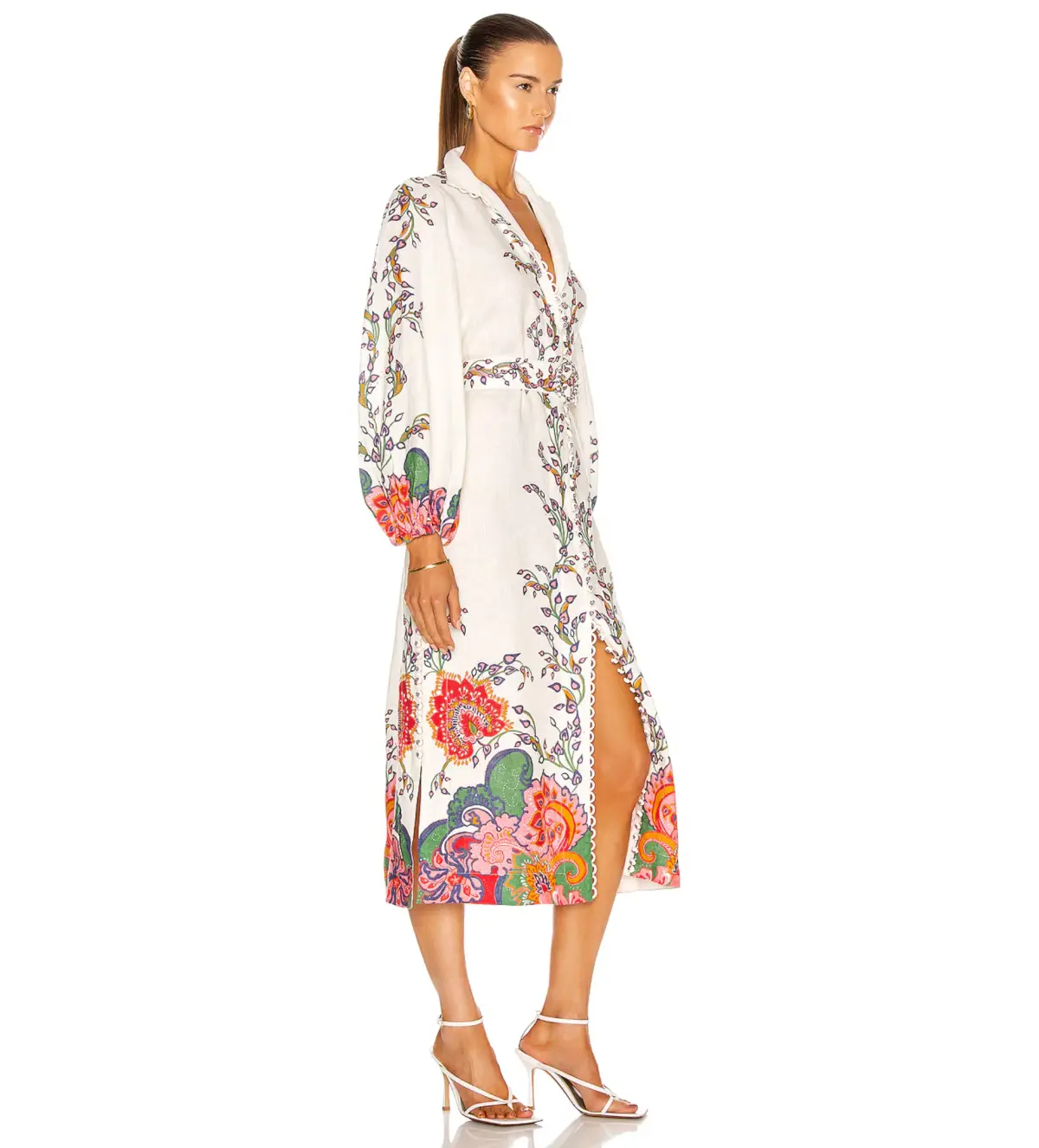 Zimmermann Lovestruck Buttoned in Natural Paisley Floral Midi Dress Size 6 - Image 2