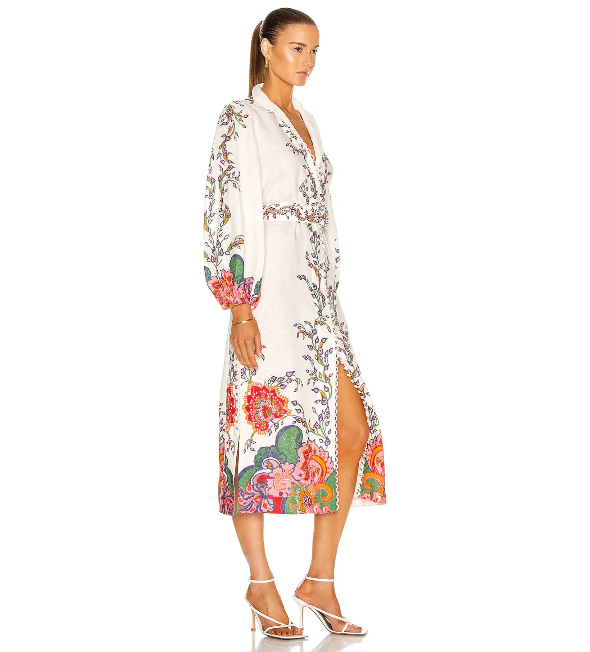 Zimmermann Lovestruck Buttoned in Natural Paisley Floral Midi Dress Size 6 - Image 2