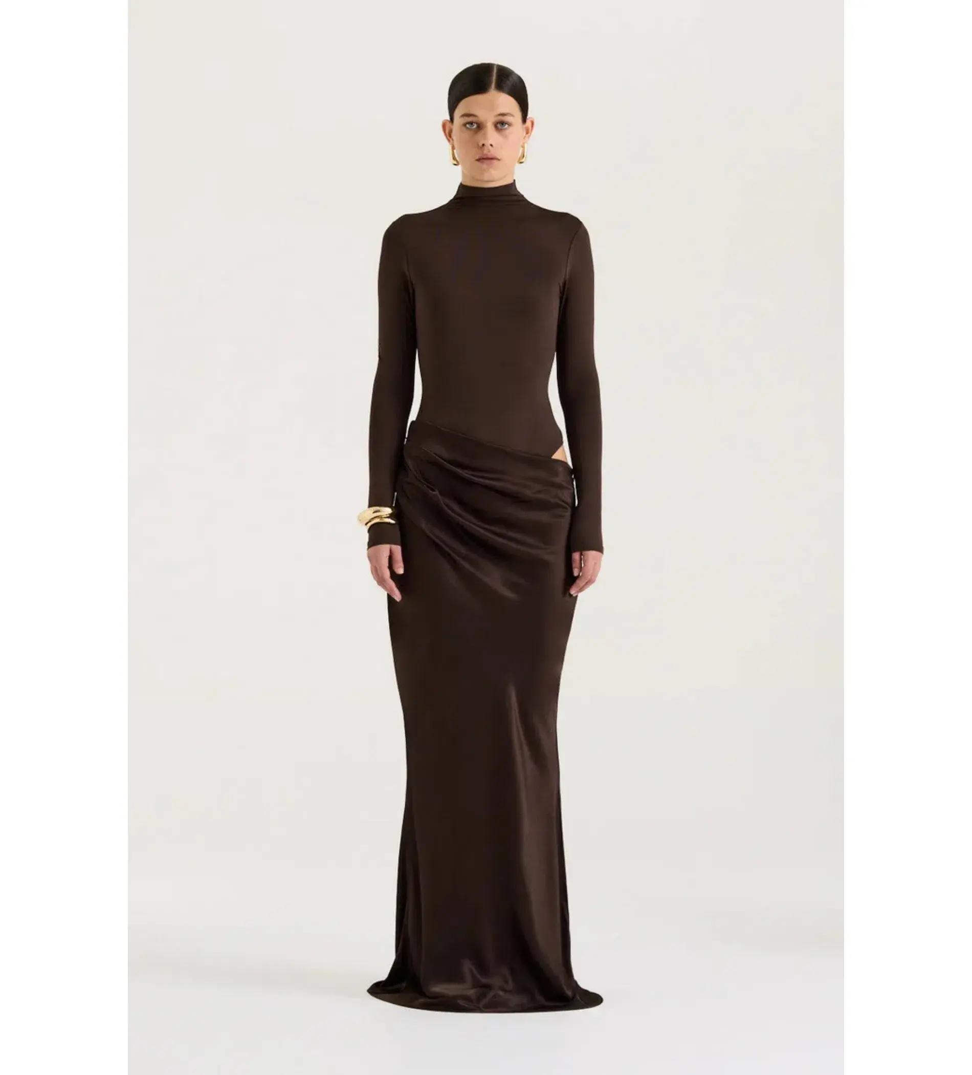Henne Soraia Long Sleeve Maxi Dress Chocolate Size S AU 8 - Image 1