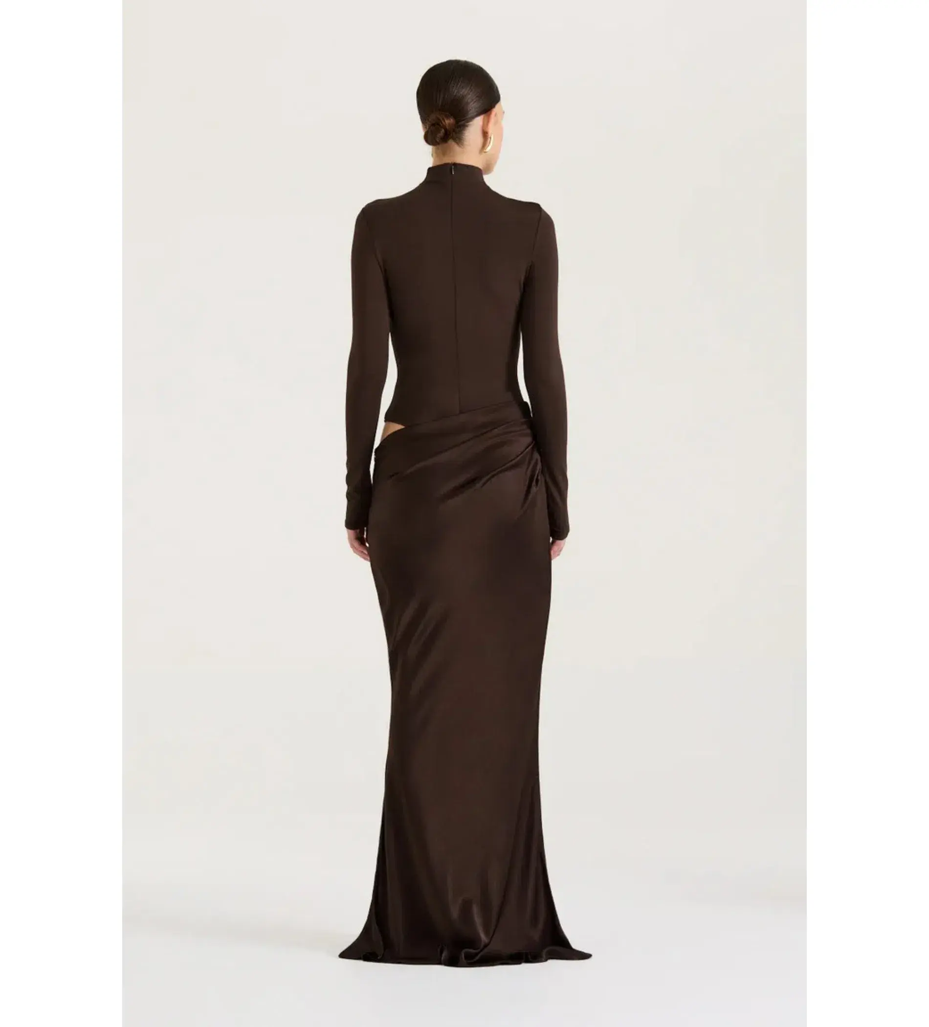 Henne Soraia Long Sleeve Maxi Dress Chocolate Size S AU 8 - Image 4