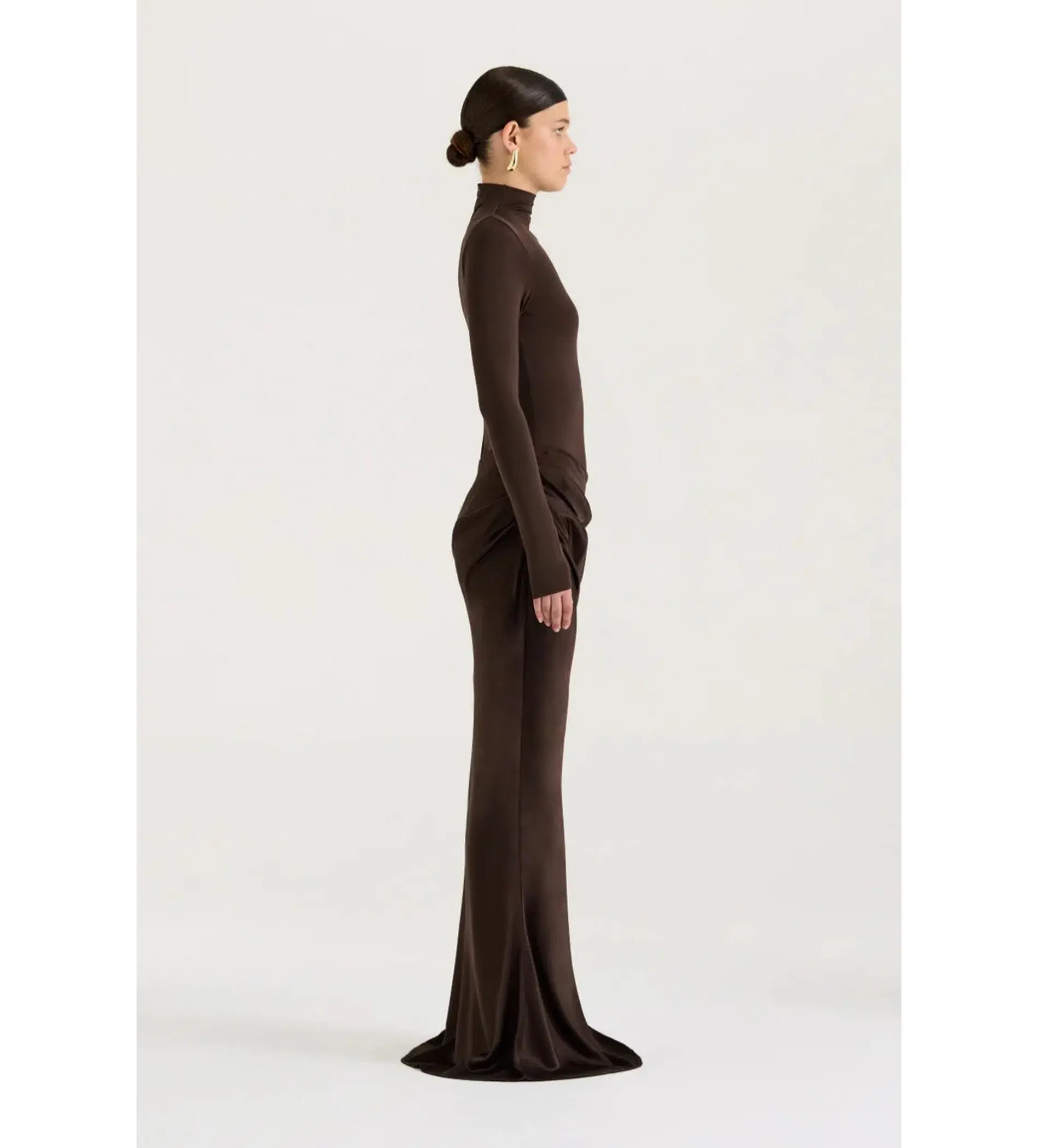 Henne Soraia Long Sleeve Maxi Dress Chocolate Size S AU 8 - Image 3