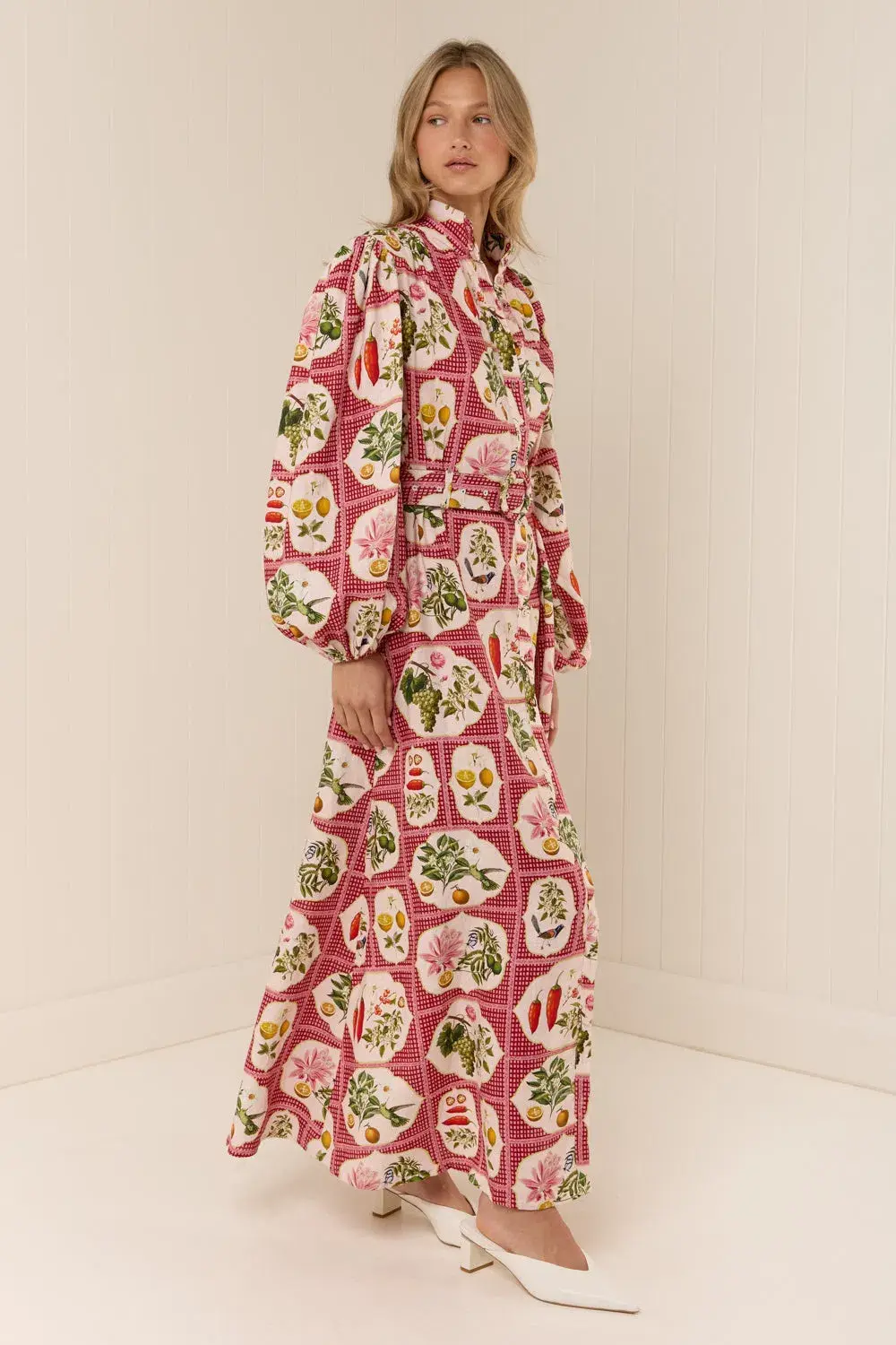 Palm Noosa Noddy Shirt Dress Pink Citrus Tile Size AU 10 for rent on The Volte - main image