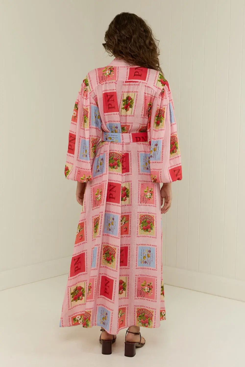 Palm Noosa Noddy Shirt Maxi Dress in Strawberry Stamp Print Size AU 10  - Image 3