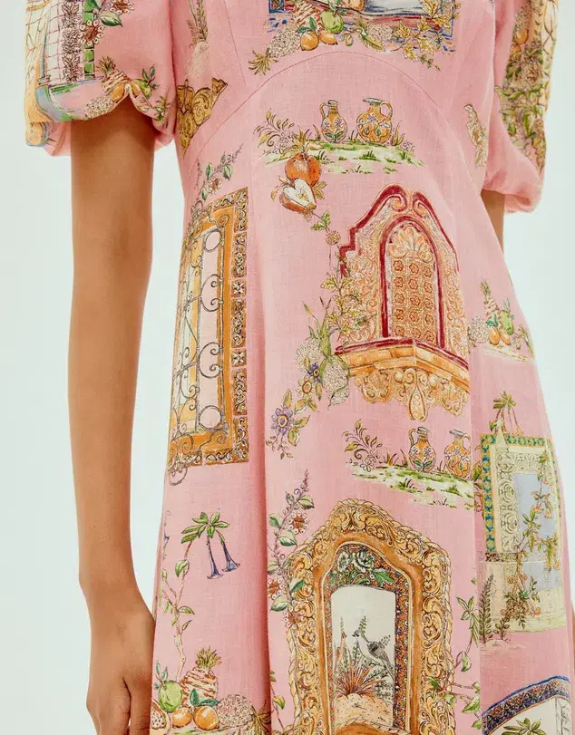 Alemais Monte Midi Dress Pink Print Size AU 12 - Image 5