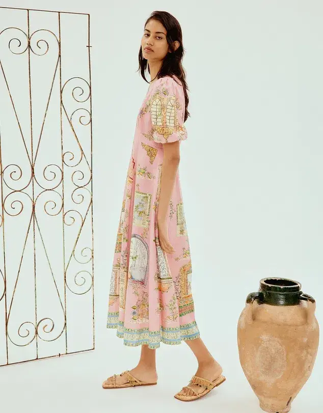 Alemais Monte Midi Dress Pink Print Size AU 12 - Image 2