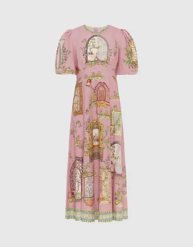 Alemais Monte Midi Dress Pink Print Size AU 12 - Image 6