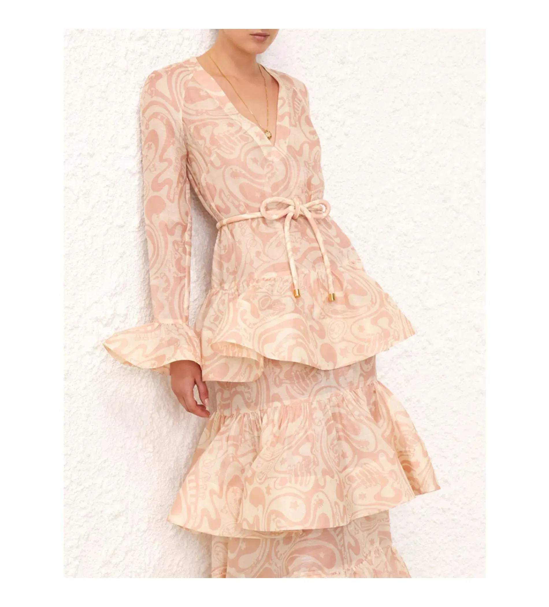 Zimmermann Matchmaker V Neck Maxi Gown in Pink Size 2 / Size AU 12 - Image 3