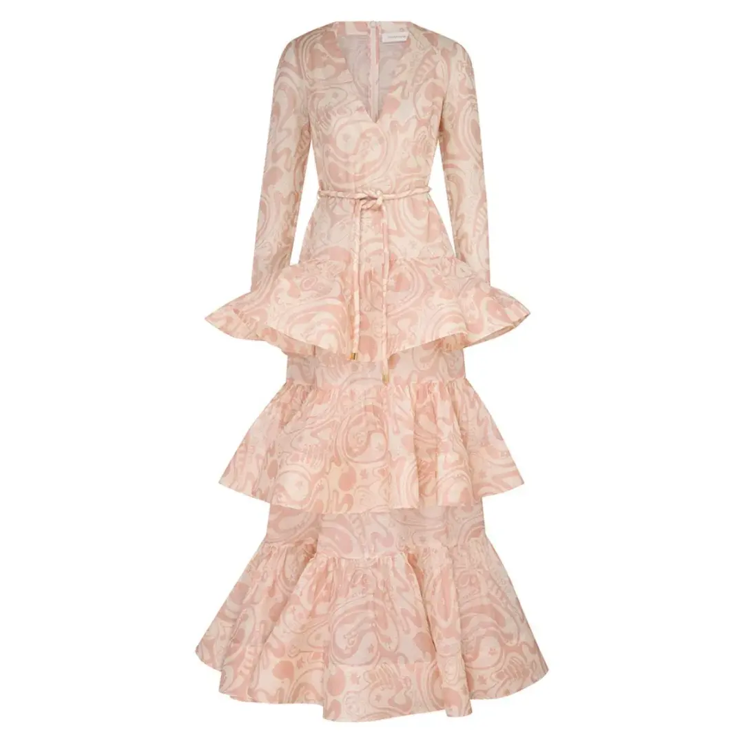 Zimmermann Matchmaker V Neck Maxi Gown in Pink Size 2 / Size AU 12 for rent on The Volte - main image