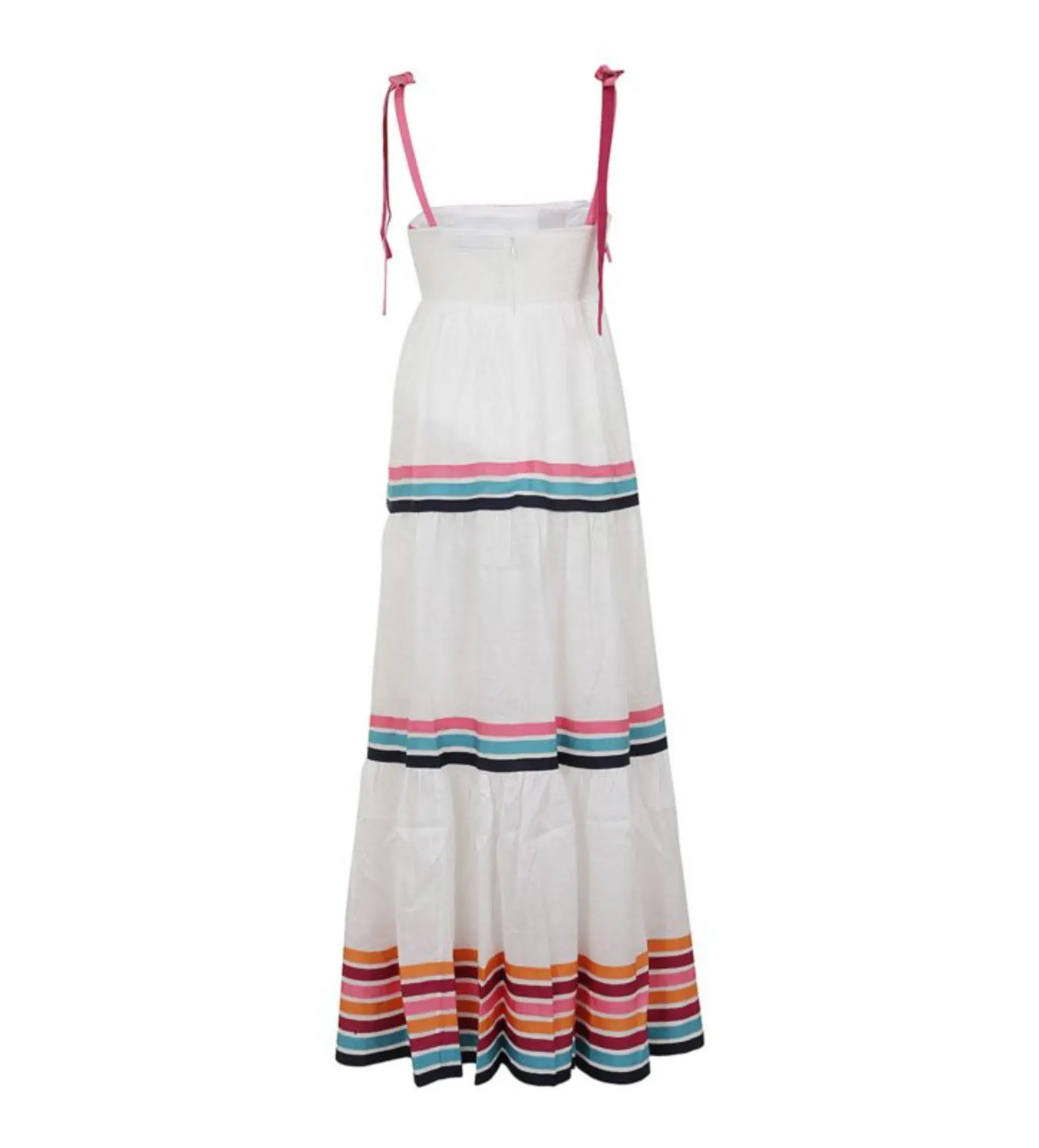 Zimmermann Lulu Ribbon Tiered Maxi Dress in Multi White Size 0/ AU 8 - Image 5