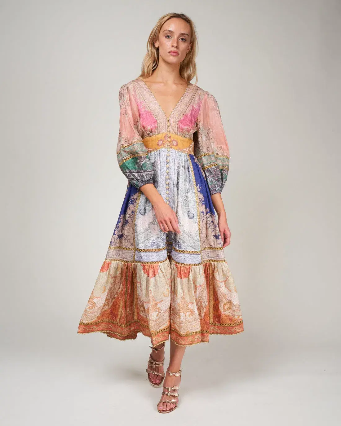 Zimmermann Anneke Lantern Midi Dress Spliced Size 1 / AU 10 - Image 1