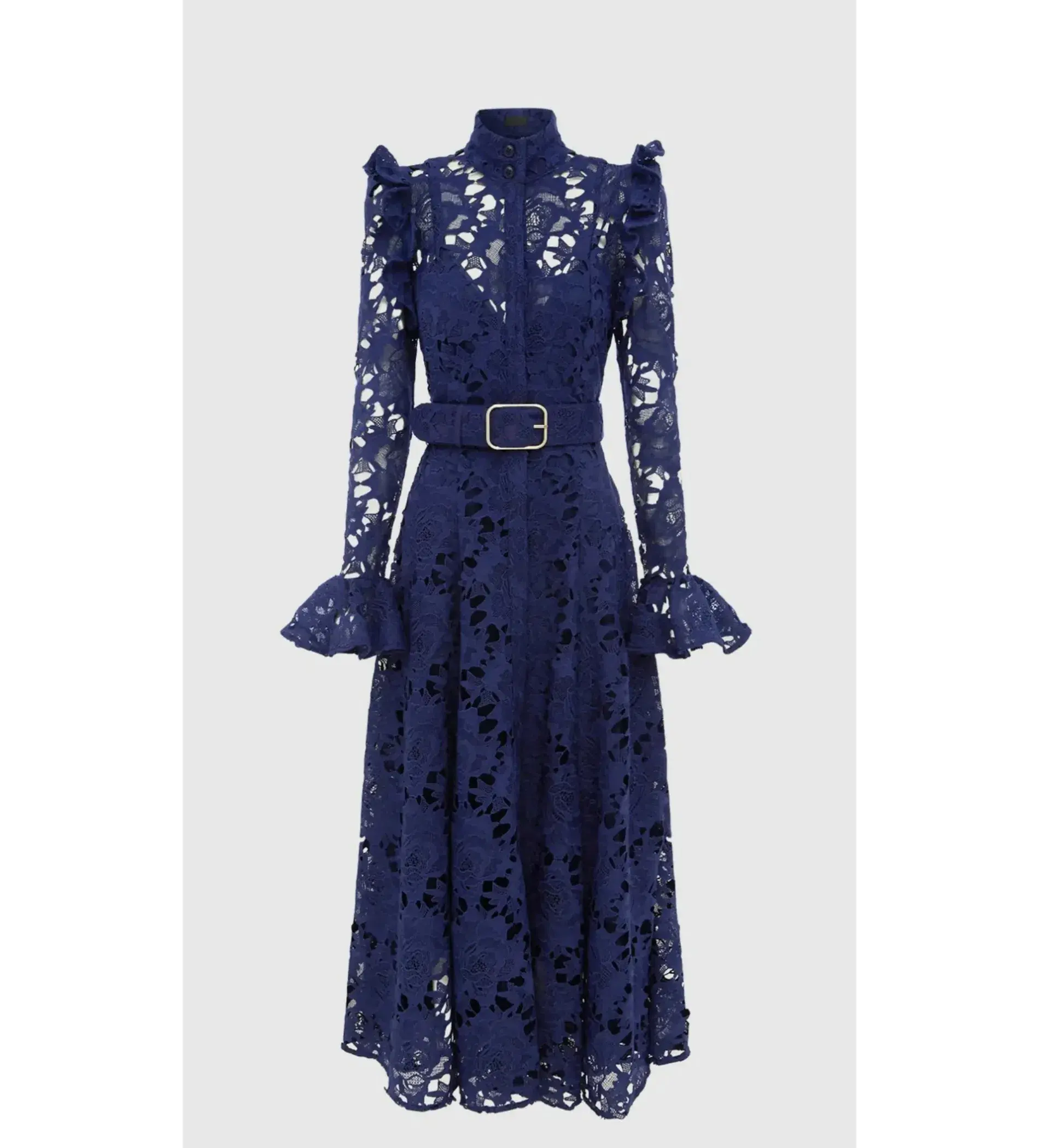 Leo Lin Aliyah Lace Butterfly Sleeve Midi Dress in Navy Size 8 - Image 1