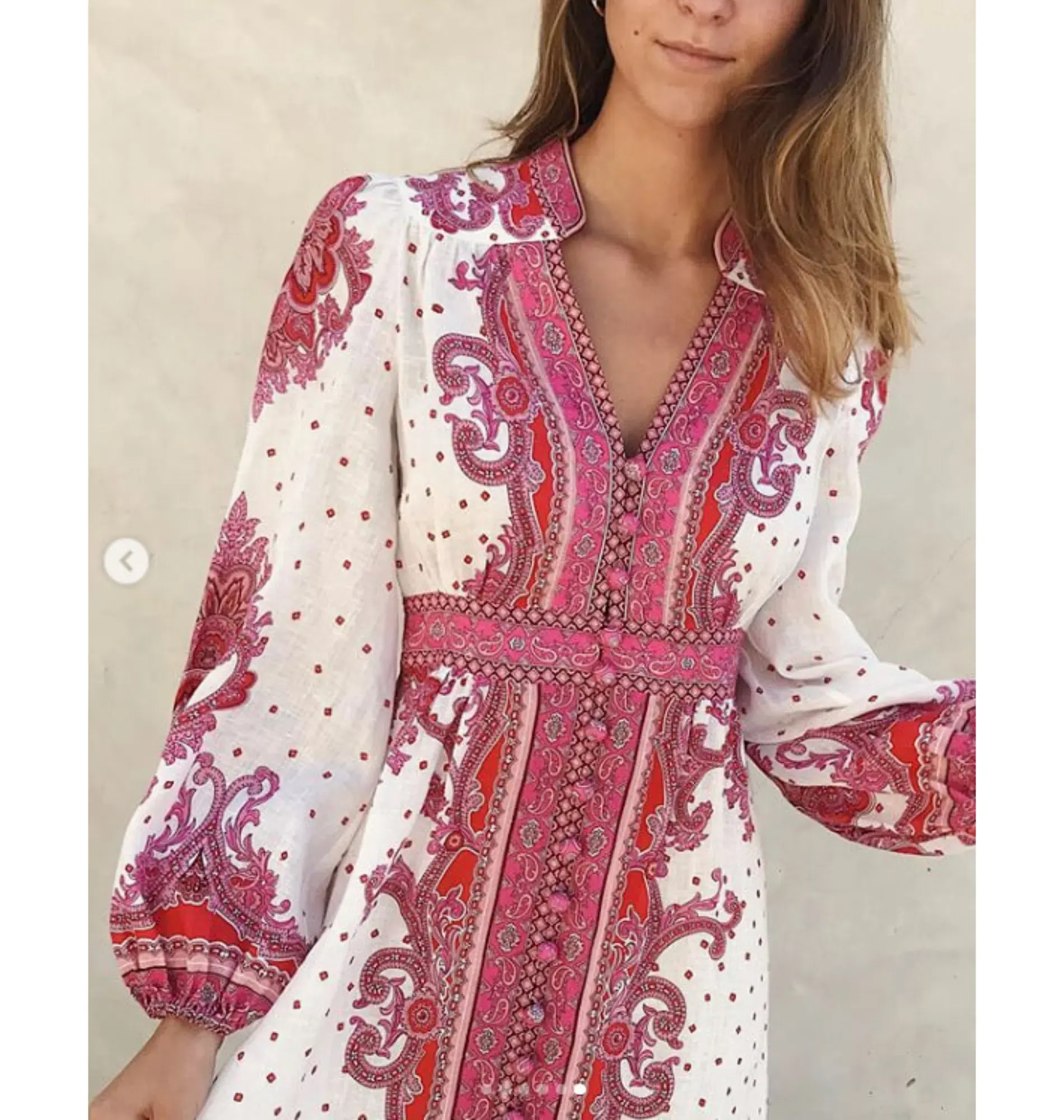 Zimmermann Bells Paisley Midi Dress Pink Size 0 / AU 8 - Image 2