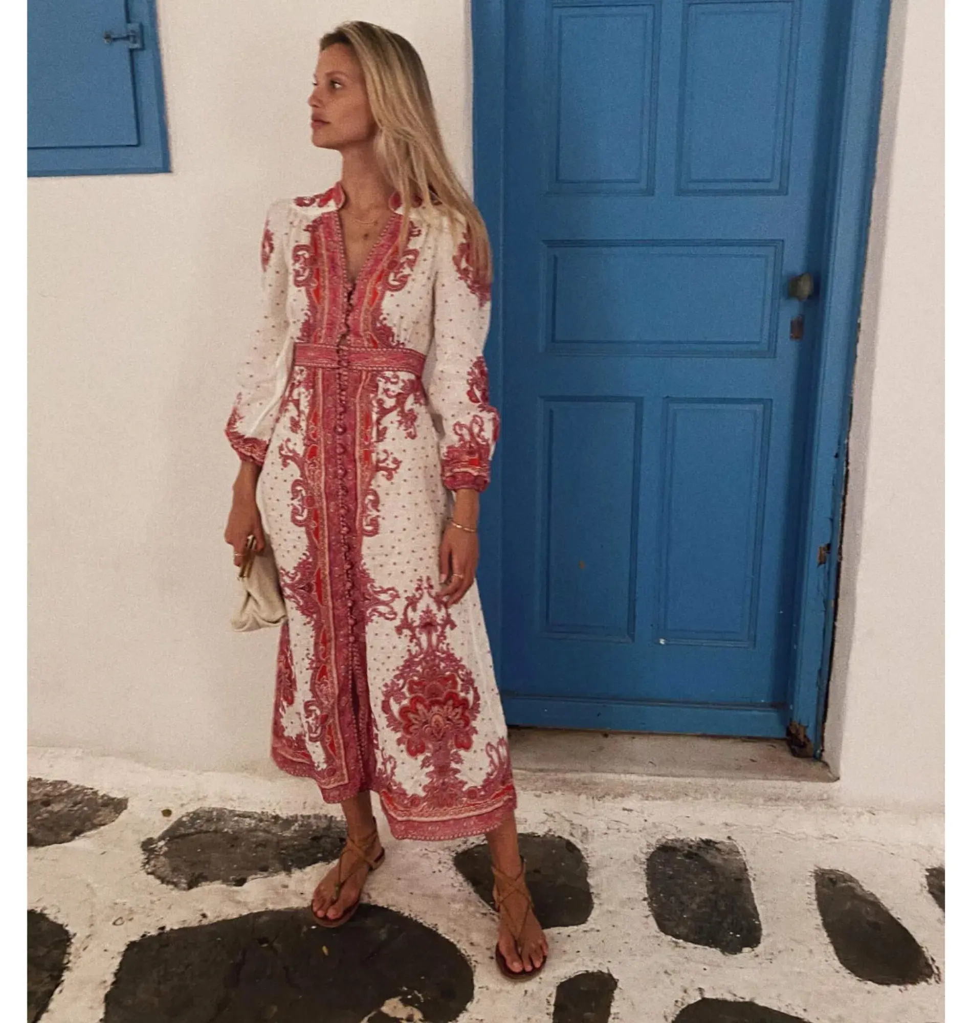 Zimmermann Bells Paisley Midi Dress Pink Size 0 / AU 8 - Image 3