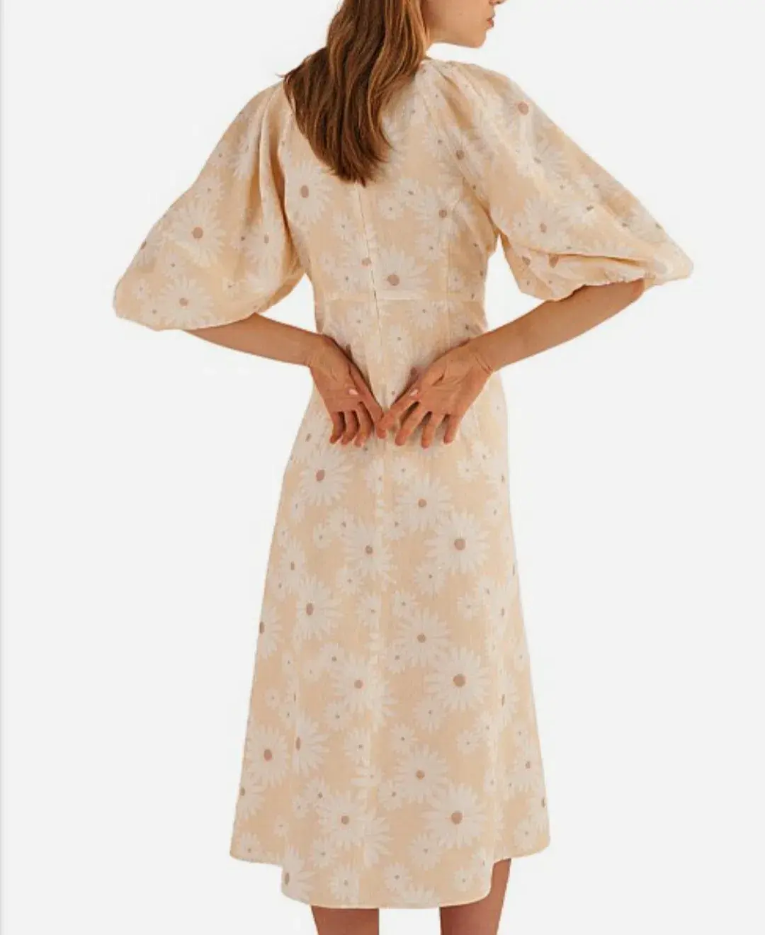 Oroton Daisy Print Midi Dress Size AU 12 - Image 3