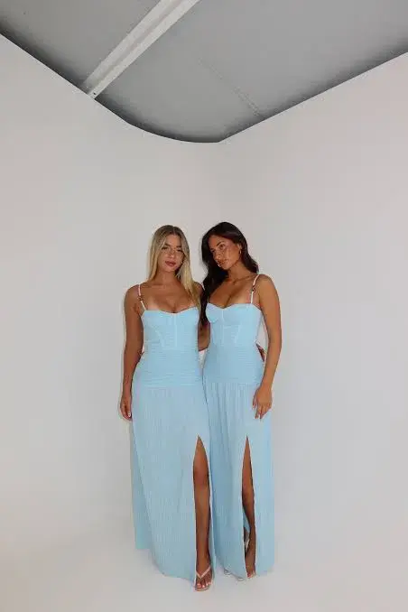 Manning Cartell Double Time Pleat Dress Maxi Acqua Spritz Size AU 8 - Image 3