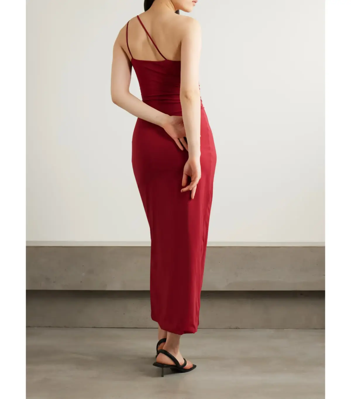Maygel Coronel Celosía One-Shoulder Appliquéd Stretch-Jersey Midi Dress Red Size 6 - Image 2