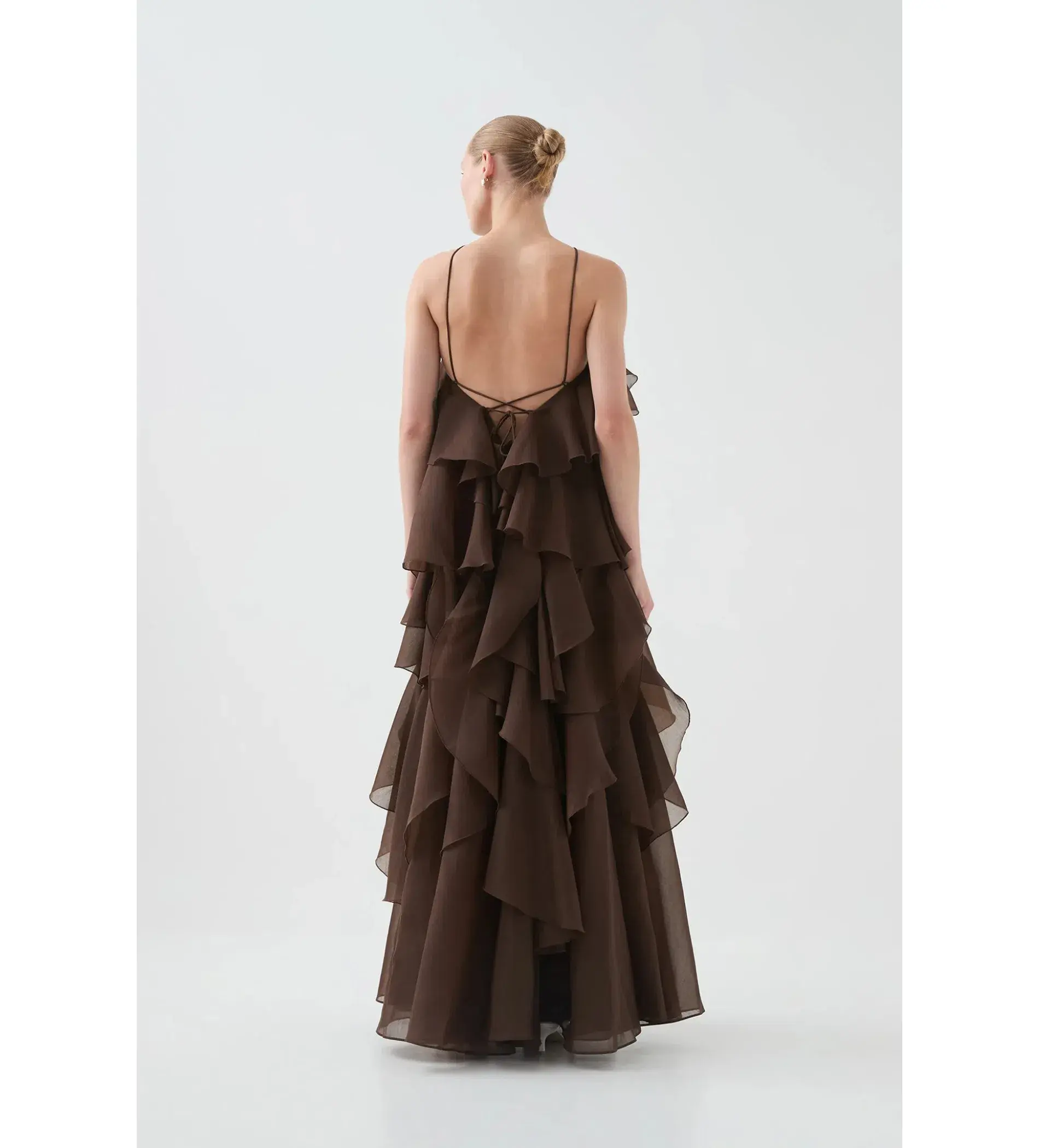 Aje Pandorea Layered Maxi Dress Carob Size AU 8 - Image 4