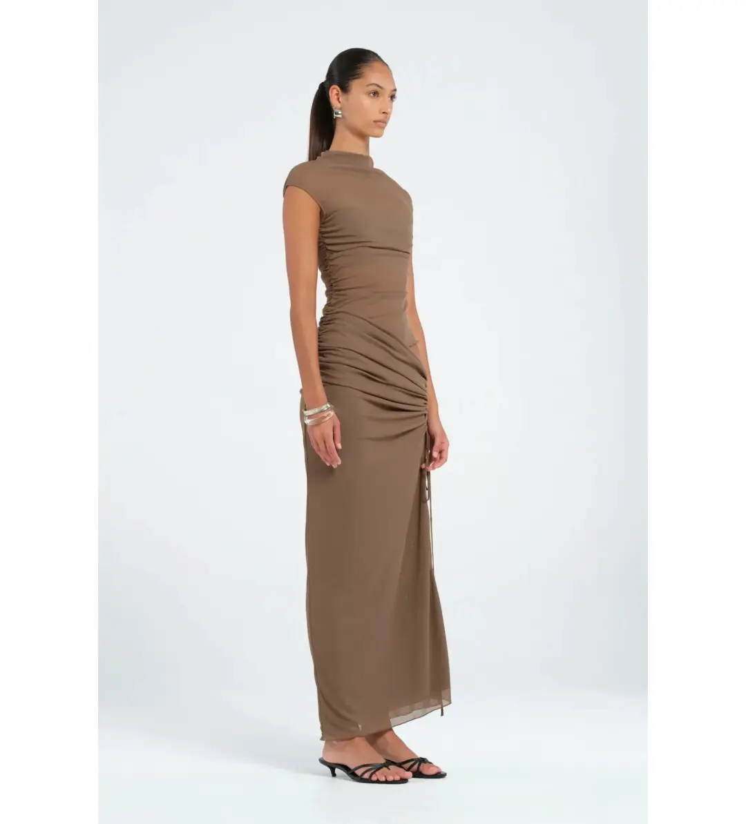 Benni Milo Maxi Dress in Mushroom Size AU 6 for rent on The Volte - main image