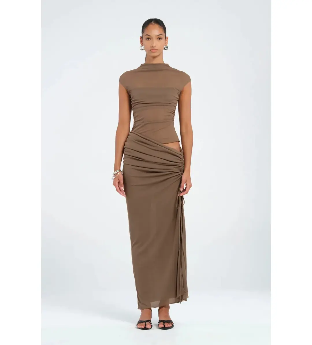 Benni Milo Maxi Dress in Mushroom Size AU 6 for rent on The Volte - main image