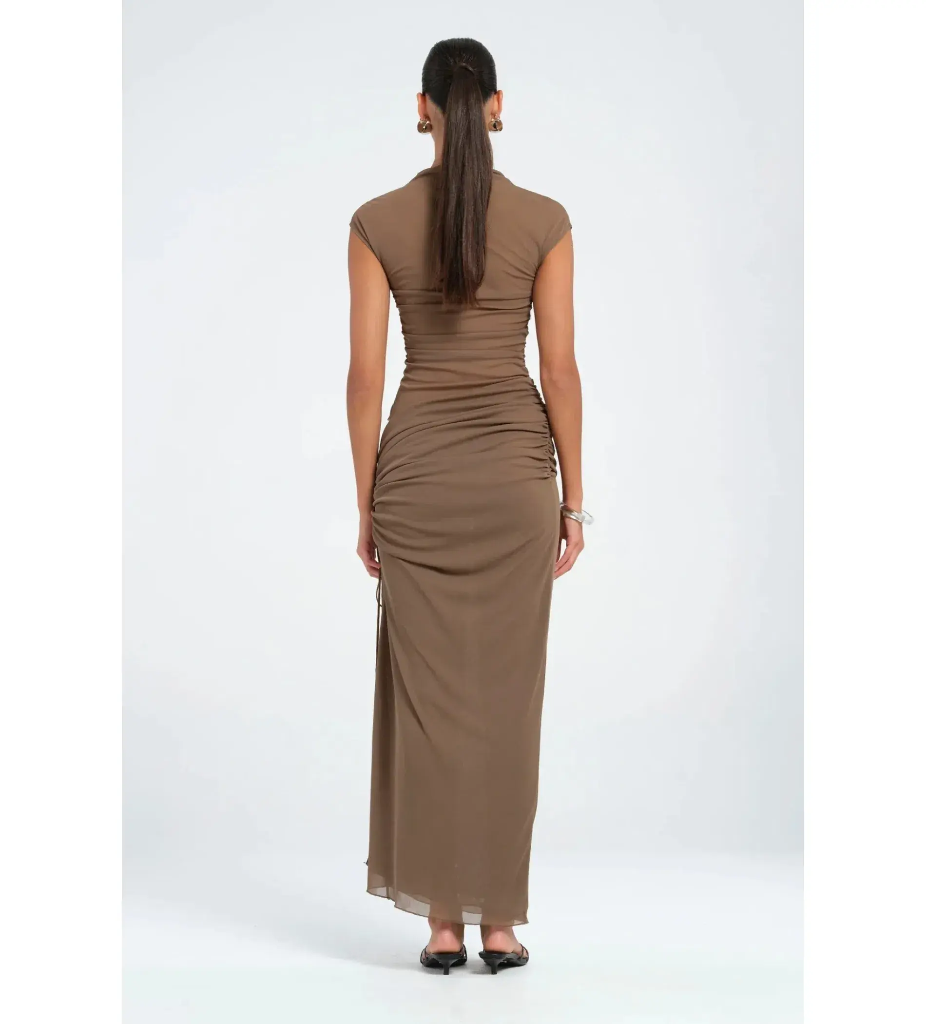 Benni Milo Maxi Dress in Mushroom Size AU 6 - Image 3