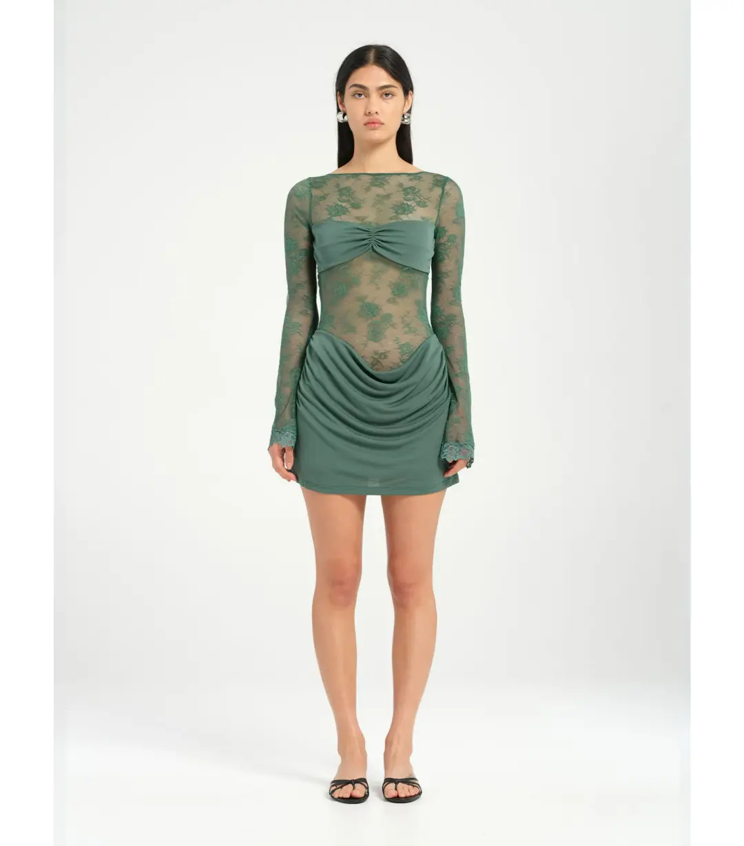 Benni Oskar Mini Dress in Pine Size AU 8  for rent on The Volte - main image