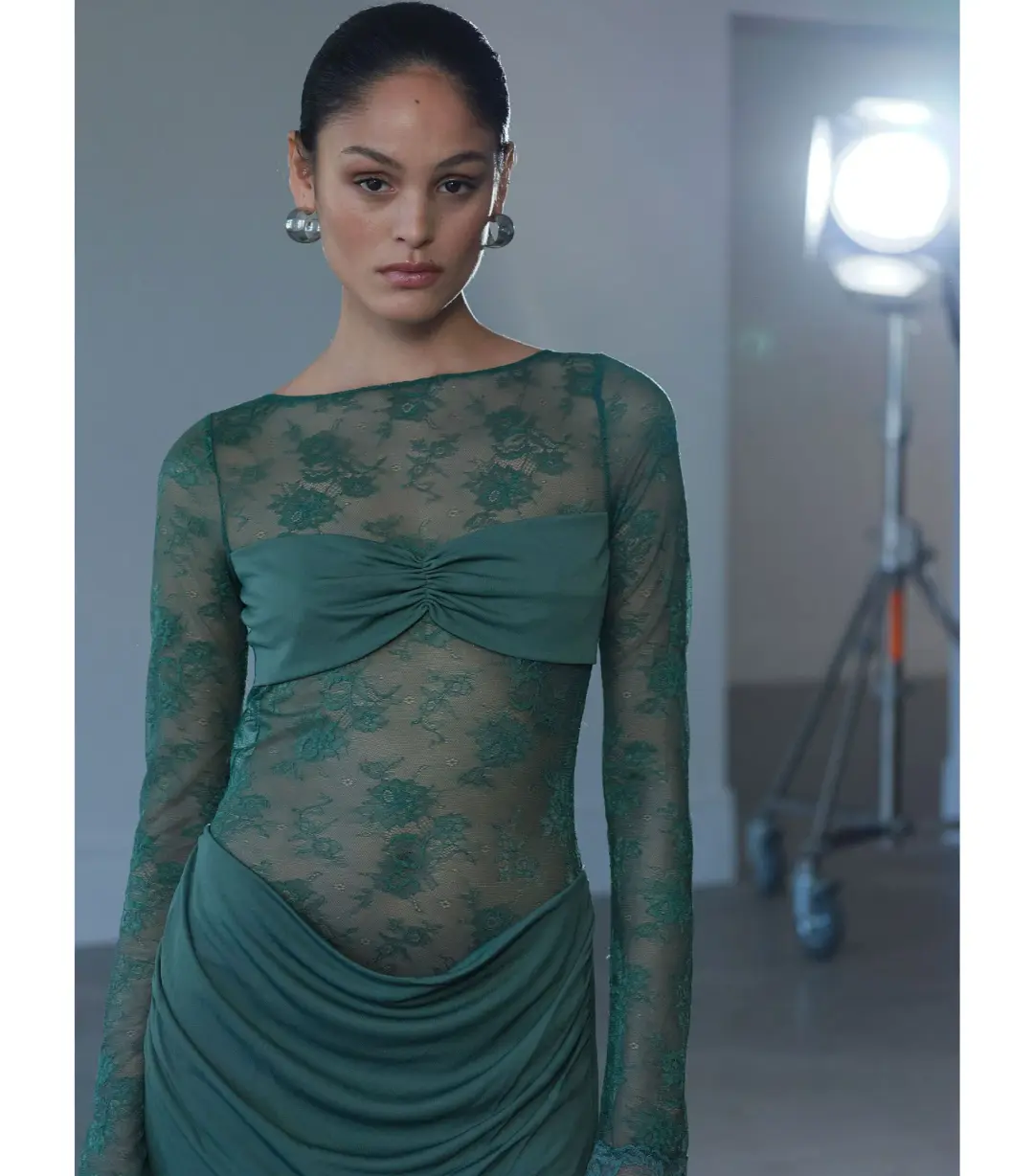 Benni Oskar Mini Dress in Pine Size AU 8  for rent on The Volte - main image