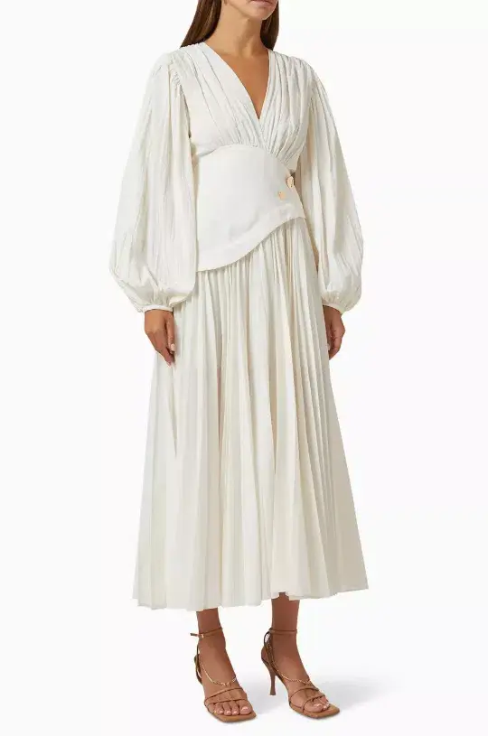 Acler Brooke Dress Midi Ivory Size AU 12 - Image 3