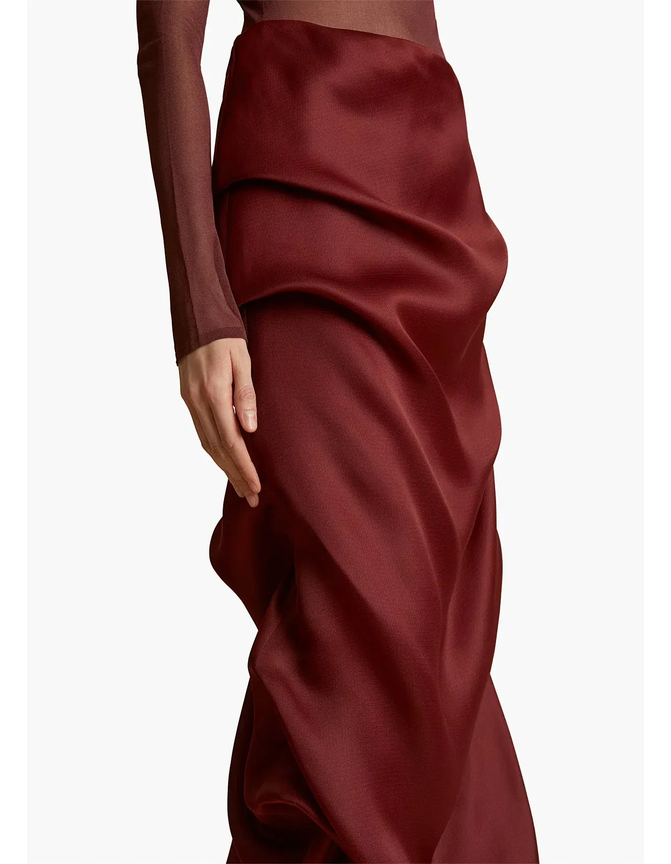 Khaite Olula Maxi Skirt in Oxblood Size 6/XS - Image 4
