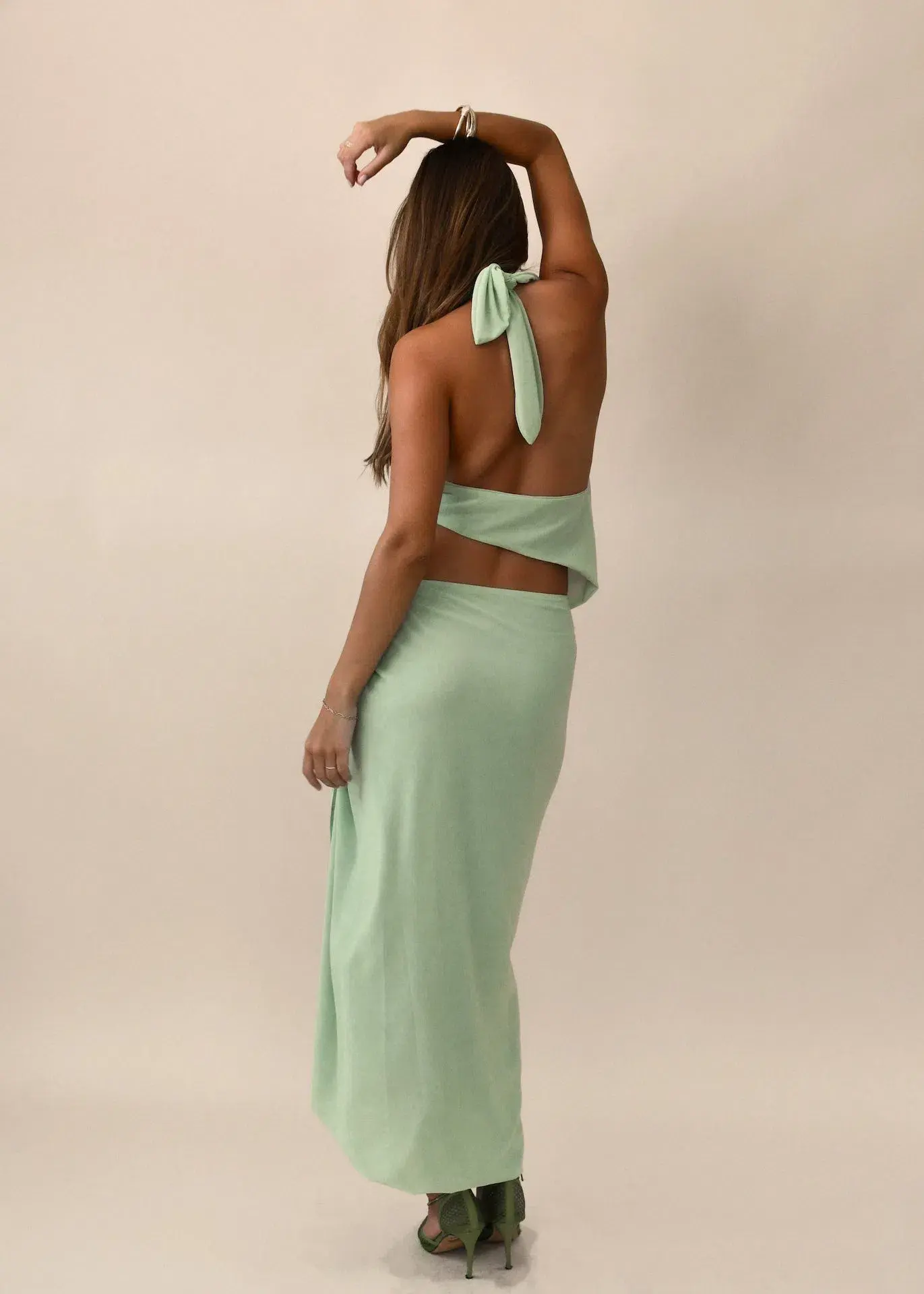 Koster Kulture Bobbies Halter Top and Maxi Skirt Set in Pistachio Size S / AU 8 - Image 3