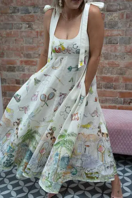 Alemais Anouk Ballet Midi Sundress Print Size 16  - Image 4