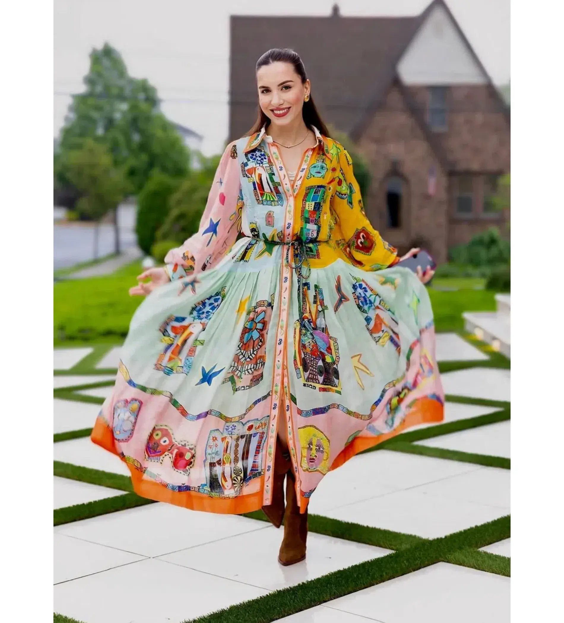 Alemais players Shirt Midi Dress Multi Size 14 - Image 3