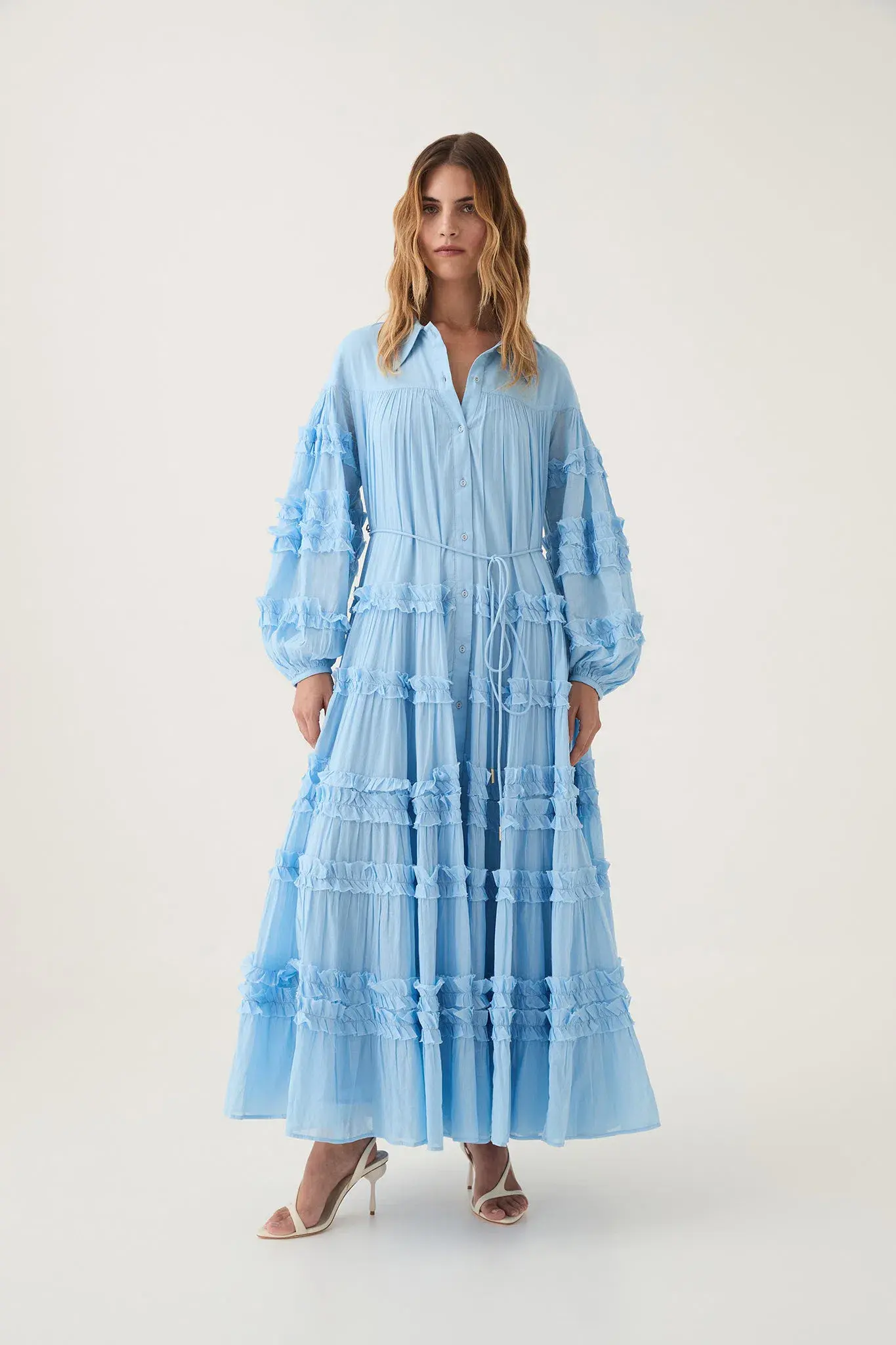 Aje Pastiche Tiered Maxi Dress in Powder Blue Size 4 - Image 2