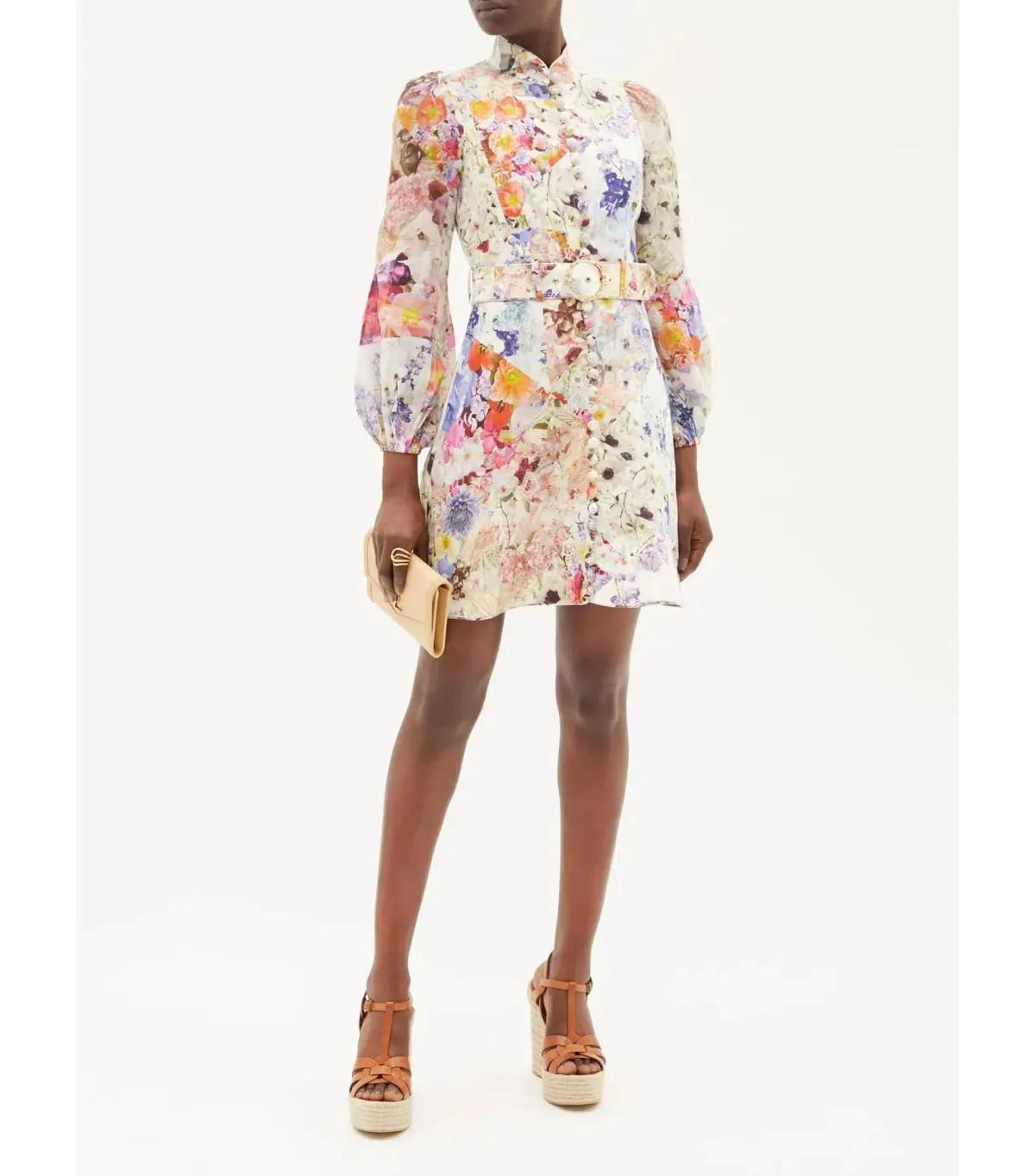 Zimmermann Linen Prima Belted Mini Dress Multi Size 0 / AU 8 - Image 1