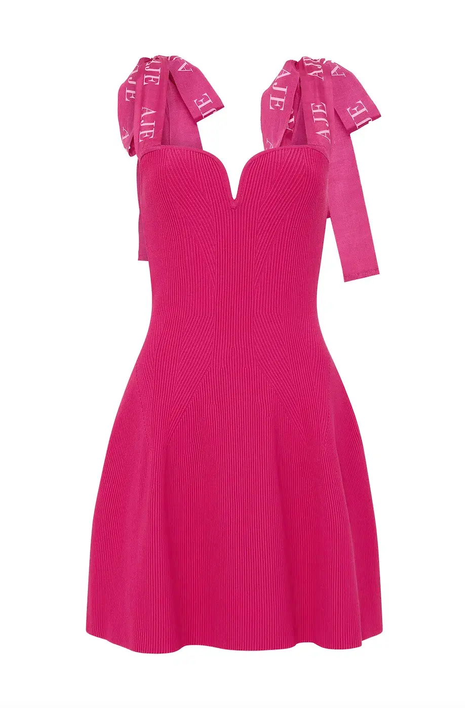 Aje Amber Knit Tie Shoulder Mini Dress Fuscia Size 6 - Image 2