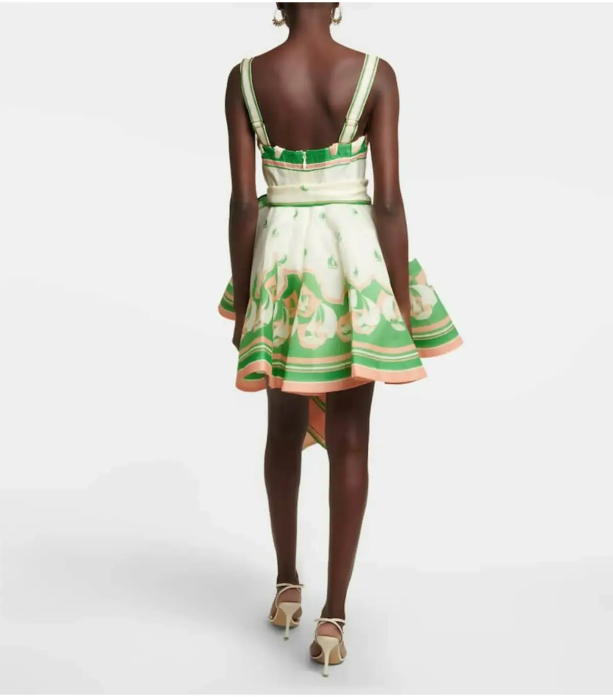 Zimmerman High Tide Eyelet Mini Dress in Green Sailboats Size 0P / AU 6 - Image 3