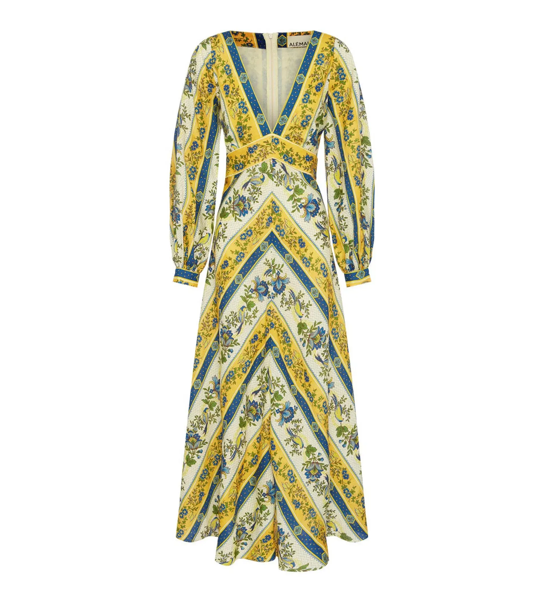 Alemais Quinn Linen Long Sleeve Midi Dress in Print Size AU 12 - Image 5