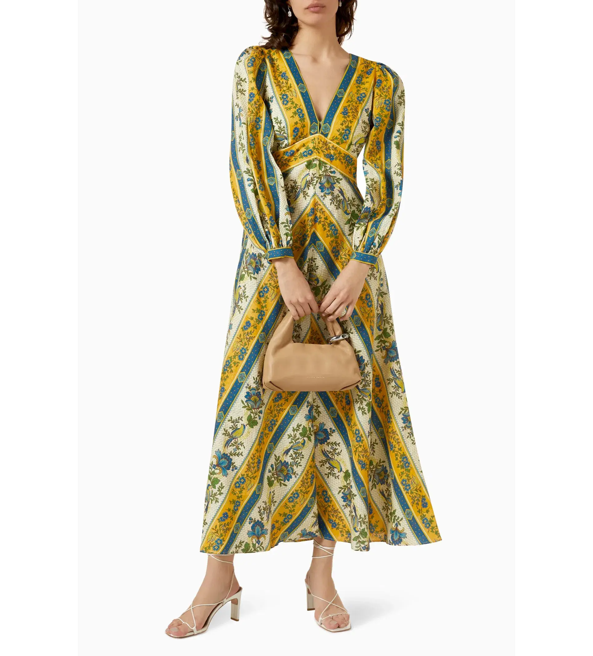 Alemais Quinn Linen Long Sleeve Midi Dress in Print Size AU 12 - Image 1