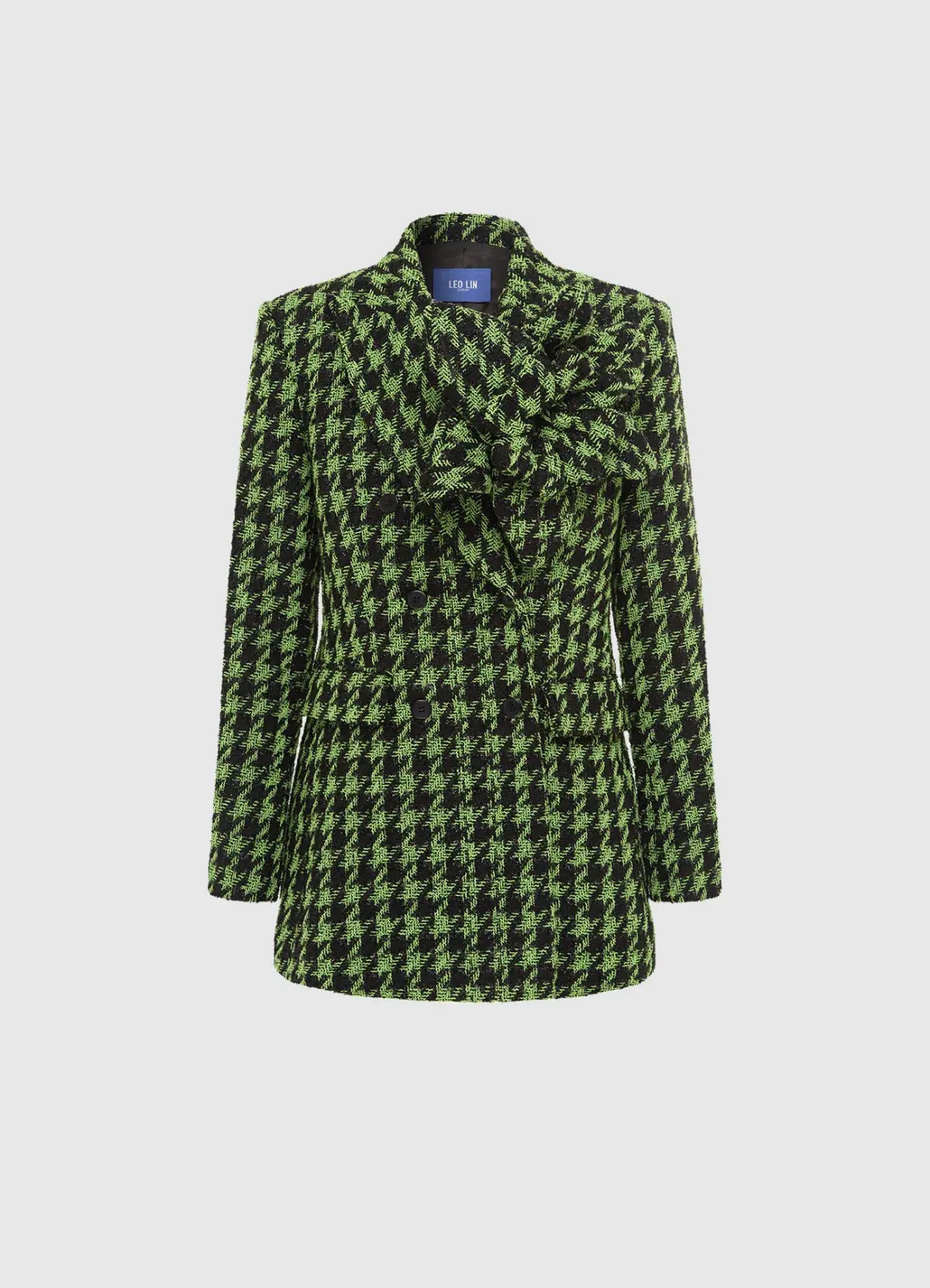 Leo Lin Jazlyn Tweed Blazer and Rayna Tweed Bustier Maxi Dress Set in Houndstoot Print Size 8 - Image 1
