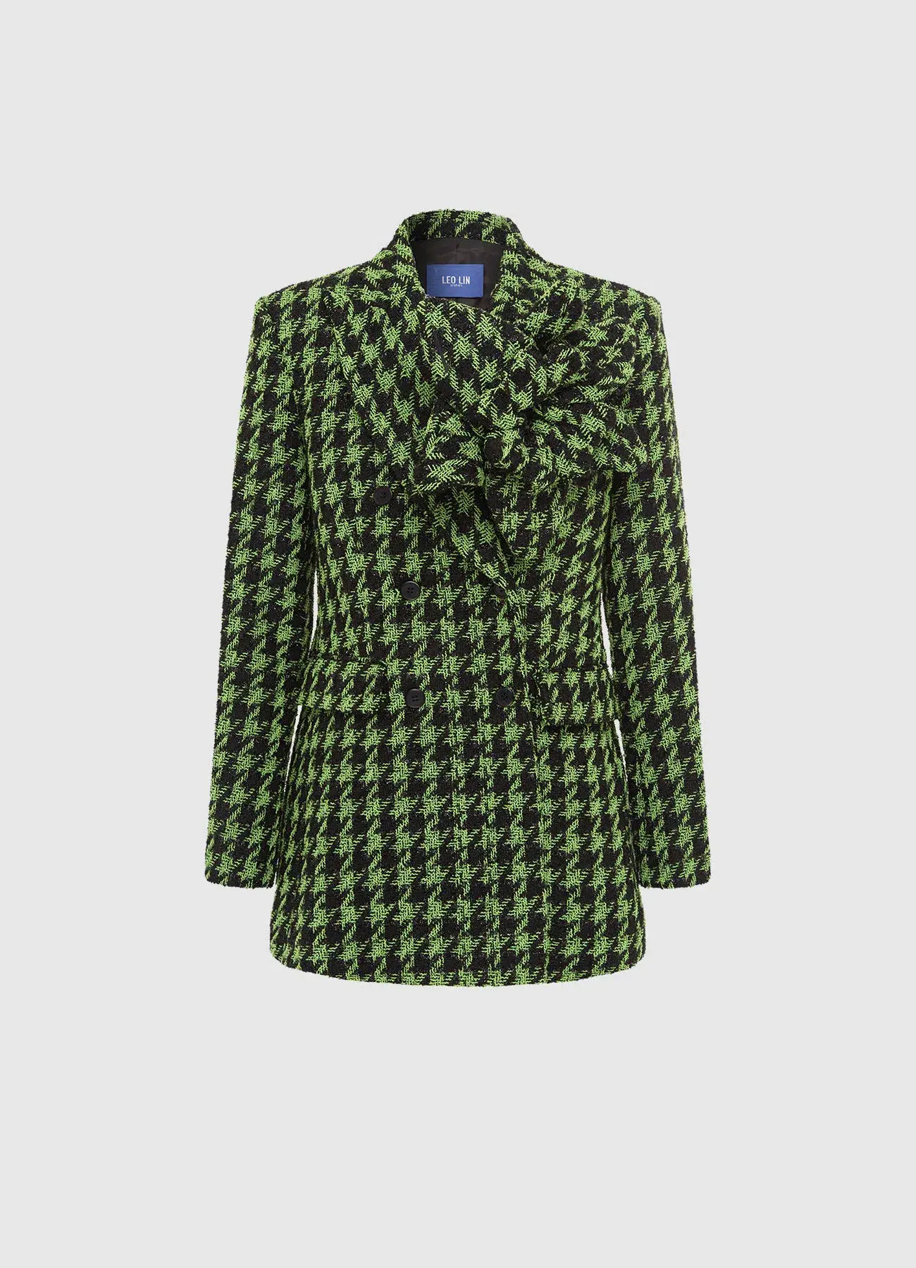 Leo Lin Jazlyn Tweed Blazer and Rayna Tweed Bustier Maxi Dress Set in Houndstoot Print Size 8 - Image 1