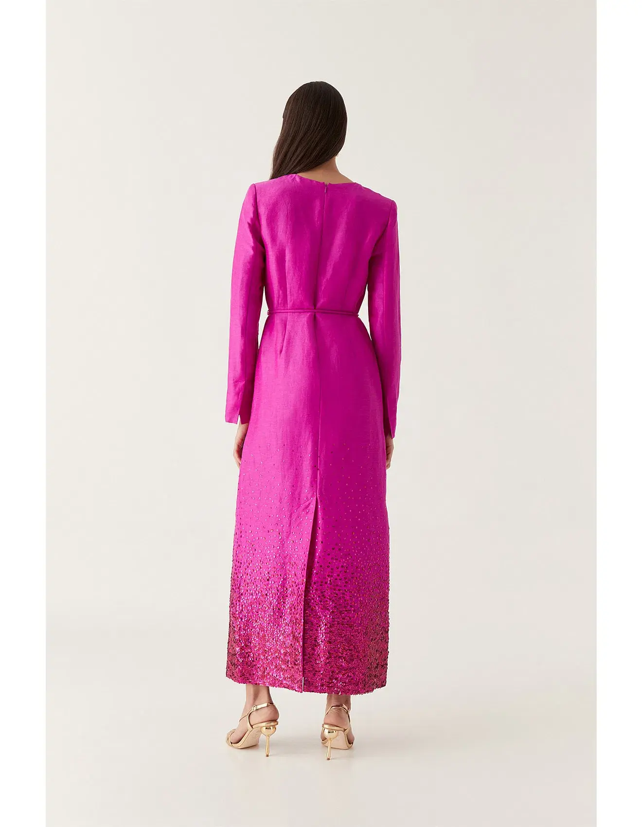 Aje Reflection Sequin Maxi Dress in Deep Magenta Size AU 8 - Image 3