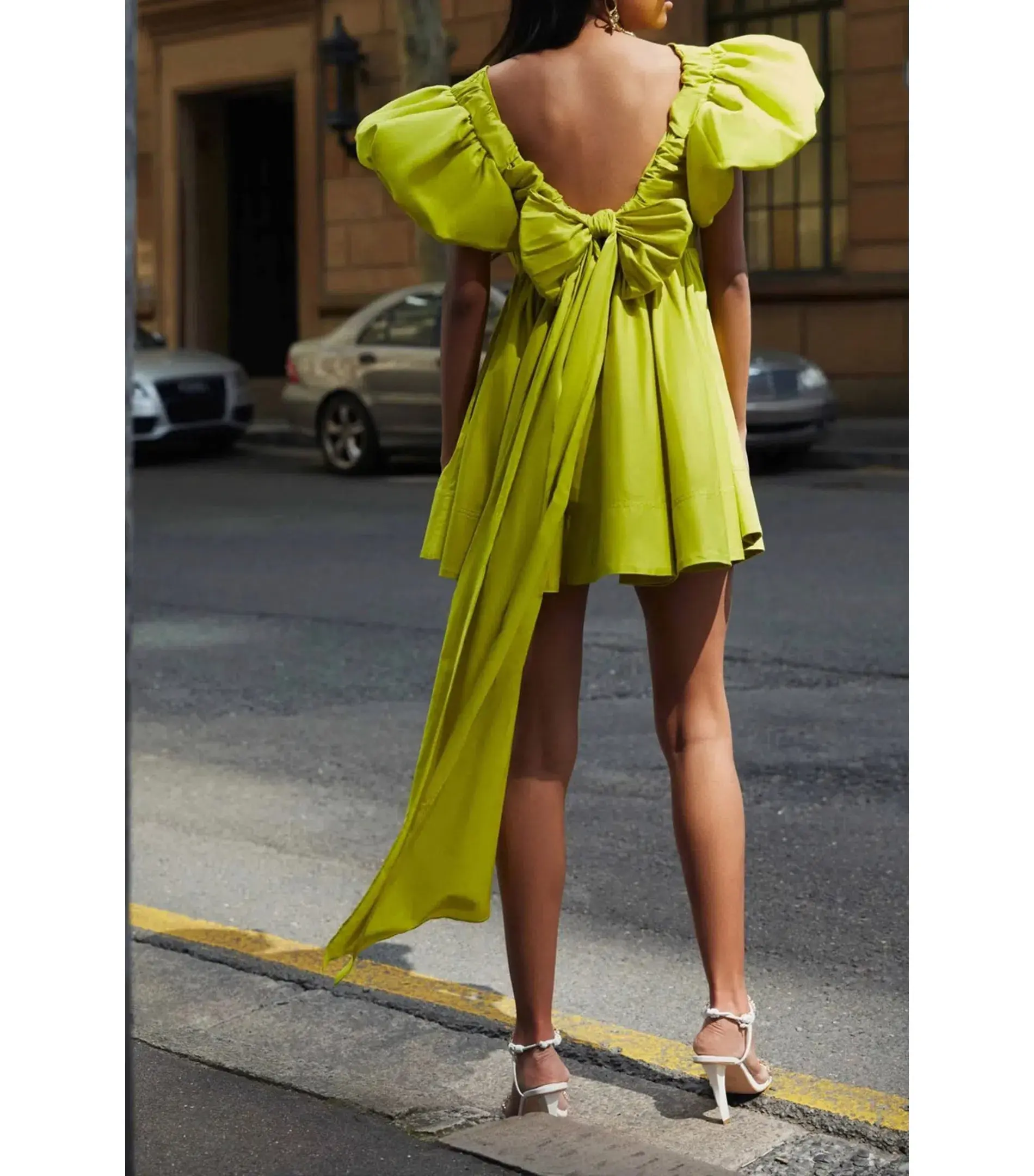 Aje Gretta Bow Back Mini Dress Green Size AU 6  - Image 1
