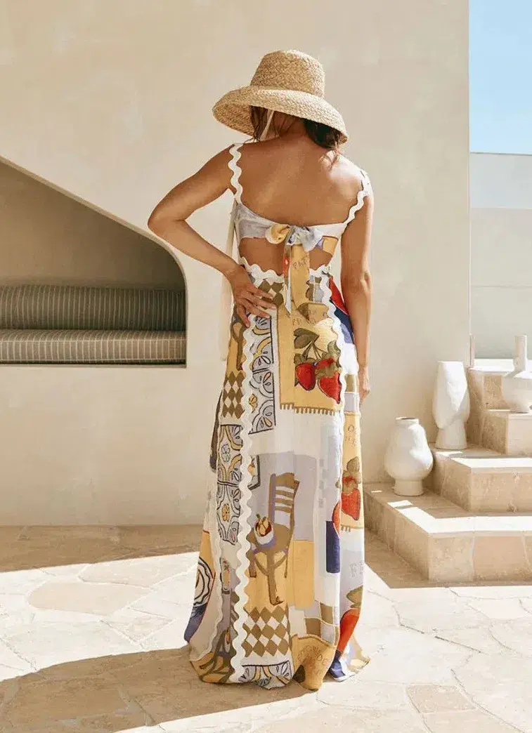Zaco Terazza Maxi Dress in Villagio Purple Print Size S / Size AU 8 - Image 3