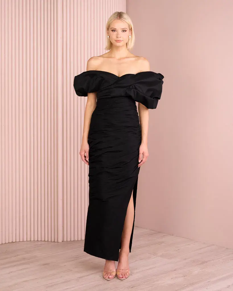 Azzurielle Haylee Puff collar gown Midi Dress in Black Size AU 14 - Image 1
