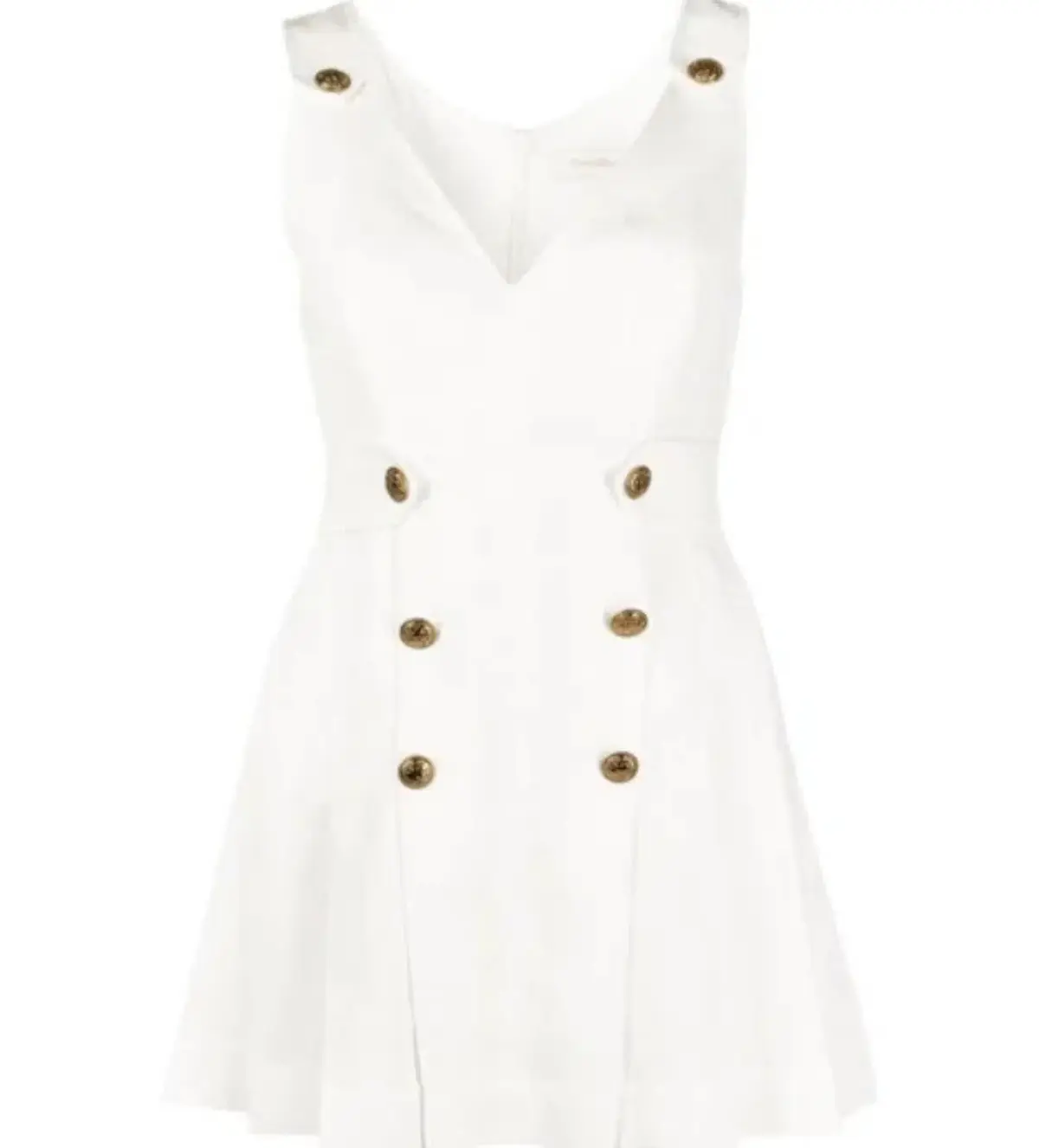 Zimmermann The Lovestruck Buttoned Linen Pleat Mini Dress White Size 1 AU 10 - Image 6