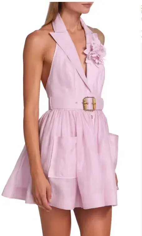 Zimmerman High Tide Tuxedo Mini Dress Lilac Size 8 - Image 4