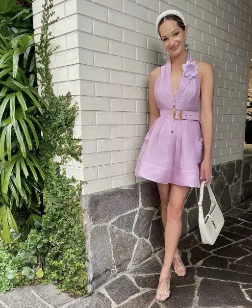 Zimmerman High Tide Tuxedo Mini Dress Lilac Size 8 - Image 3