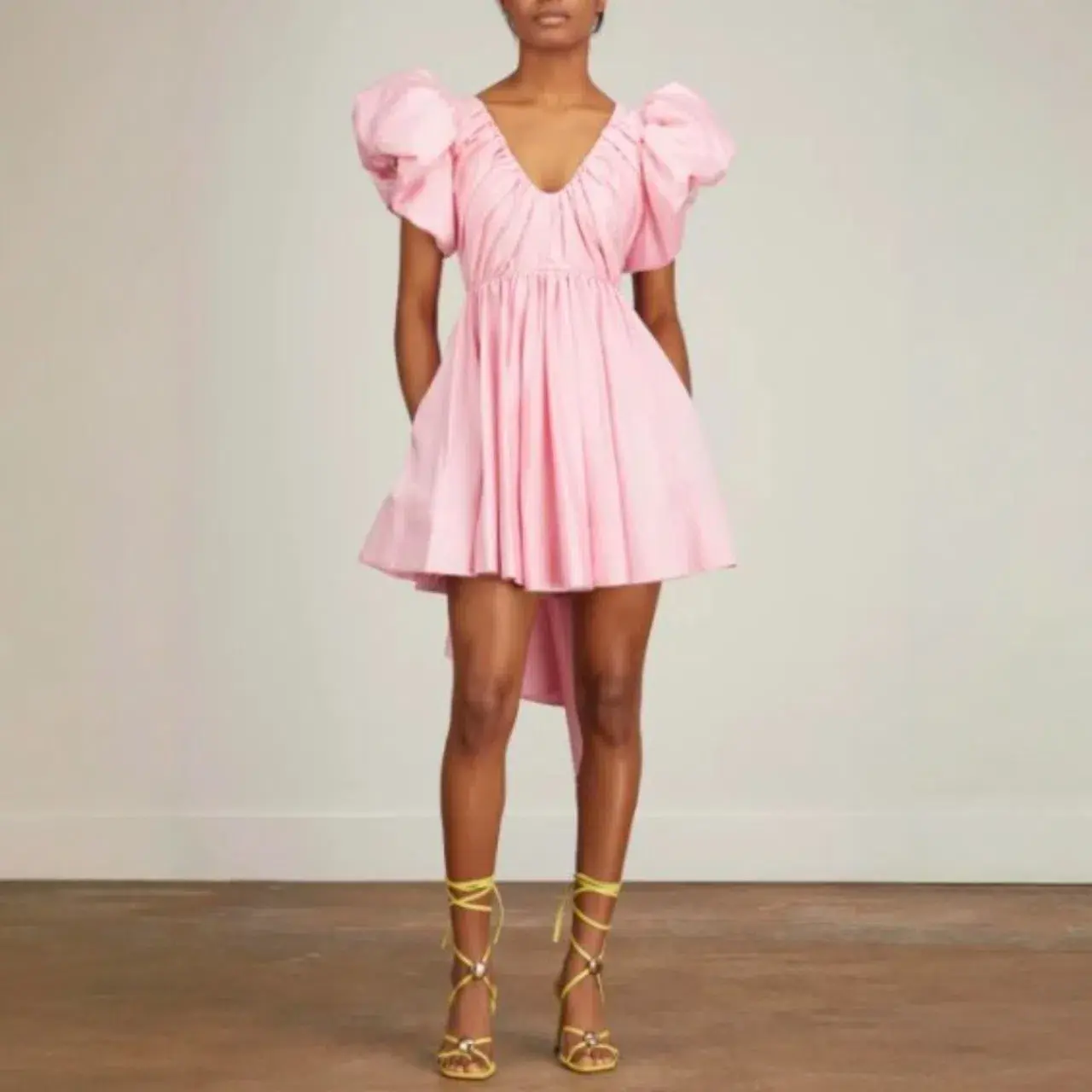 AJE Gretta Bow Back Short Mini Dress in Ballet Pink Size AU 8 - Image 1