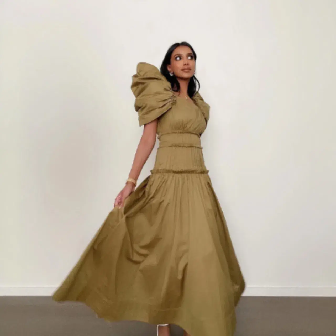 AJE  Frequency Butterfly Sleeve Dress Olive Green Size AU 8 - Image 3