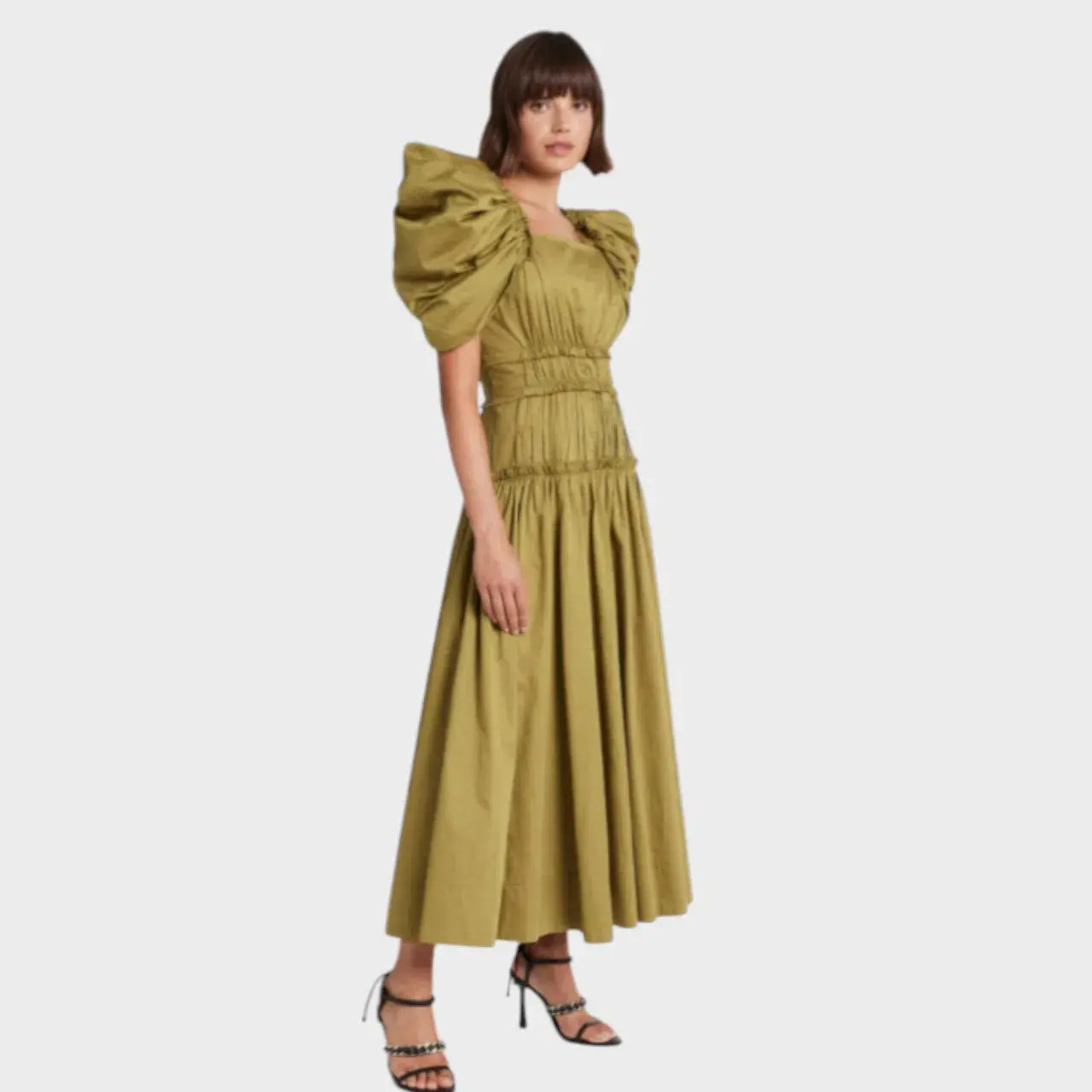 AJE  Frequency Butterfly Sleeve Dress Olive Green Size AU 8 - Image 2