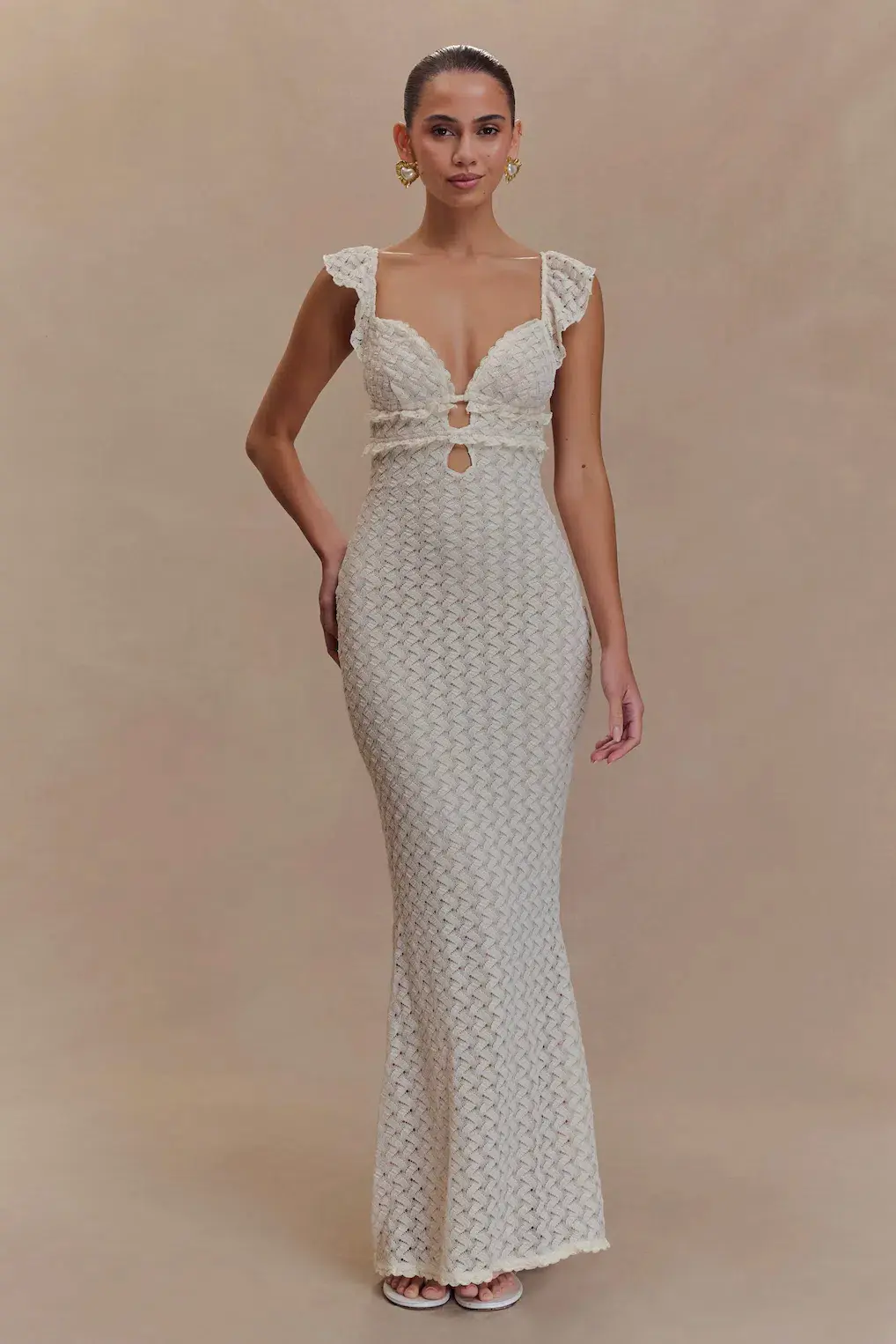 Meshki Ezra Lace Maxi Dress in Ivory Size 4 - Image 1